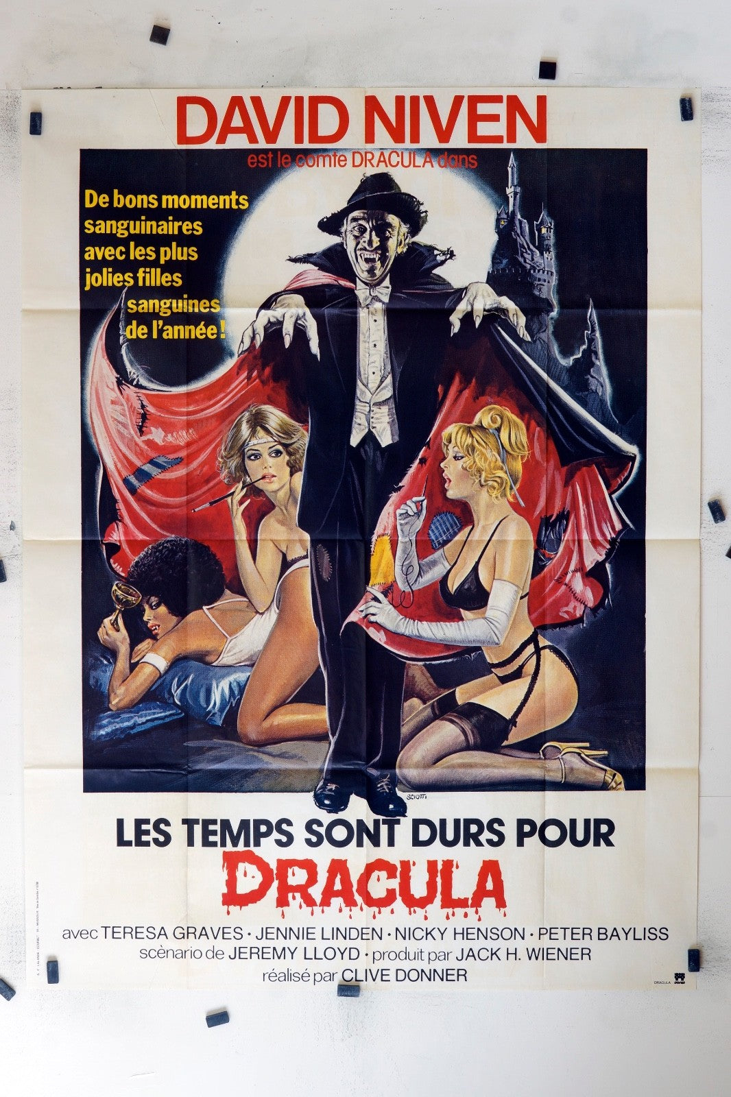 LES TEMPS SONT DURS POUR DRACULA DAVID NIVEN POSTER ORIGINAL 120x160