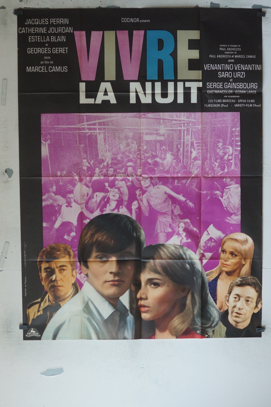 VIVRE LA NUIT POSTER ORIGINAL 120x160 JACQUES PERRIN