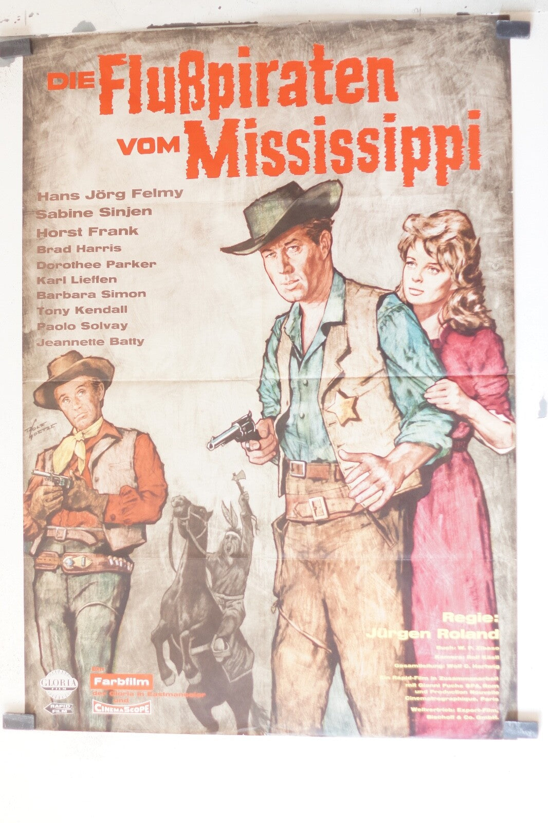 DIE FLUPIRATEN VOM MISSISSIPPI 70x100 ORIGINAL MOVIE POSTER HANS YORK FELM