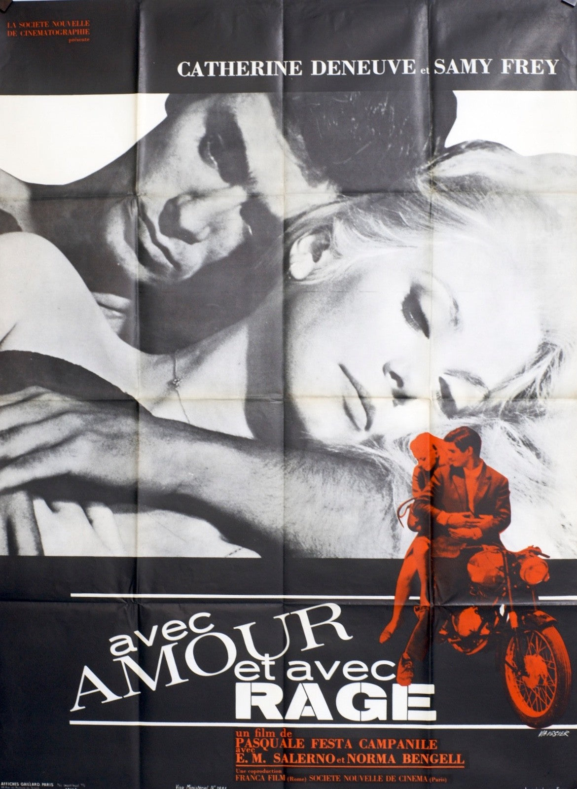AVEC AMOUR ET AVEC RAGE CATHERINE DENEUVE POSTER ORIGINAL 120x160
