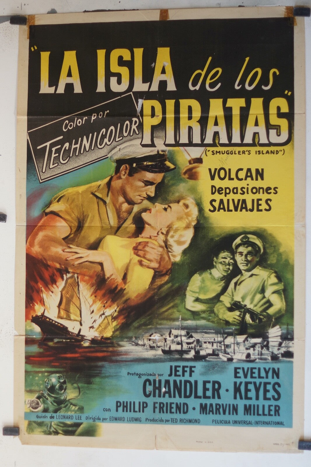 LA ISLA DE LOS PIRATAS ORIGINAL MOVIE POSTER 70x100 JEFF CHANDLER, EVELYN KEYES