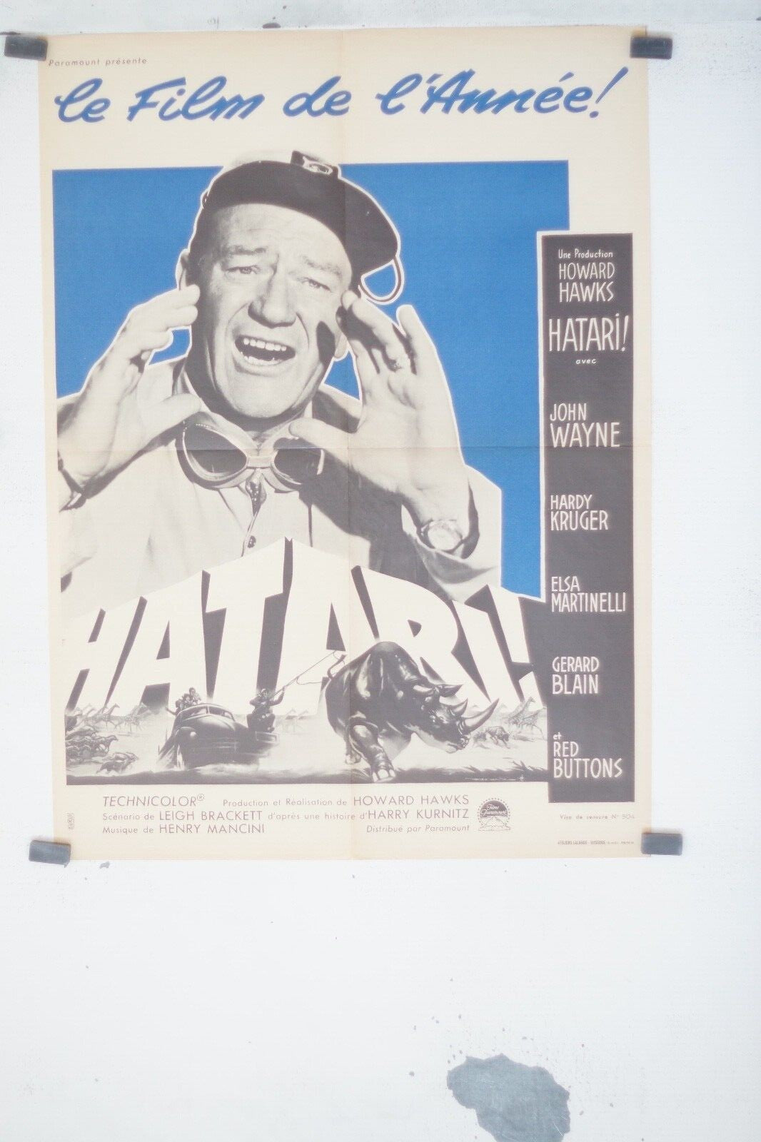 HATARI ! movie poster ORIGINAL 60x80, John Wayne, Howard Hawks