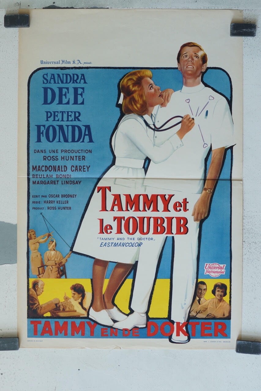 TAMMY ET LE TOUBIB (BELGE), 1963 MOVIE POSTER ORIGINAL 35X49 SANDRA DEE, PETER