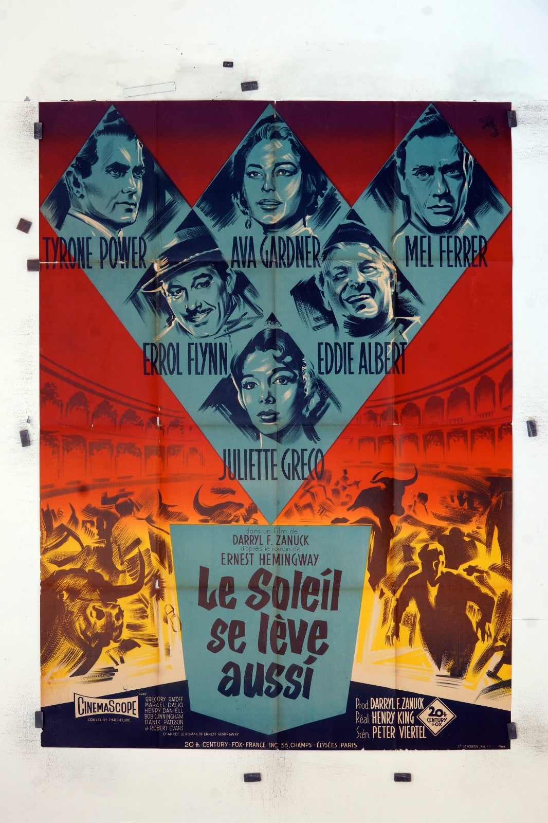 LE SOLEIL SE LÈVE AUSSI TYRONE POWER MOVIE POSTER ORIGINAL 120x160
