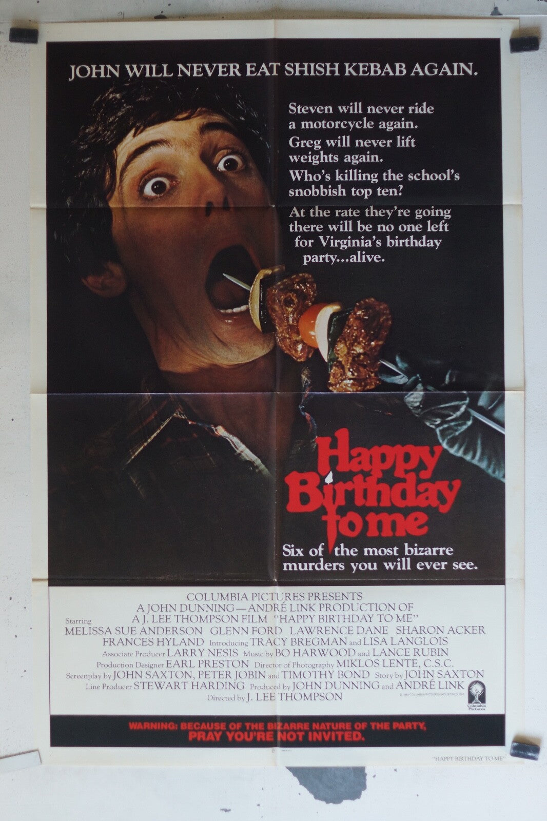 HAPPY BIRTHDAY TO ME ORIGINAL MOVIE POSTER 70x103 Melissa sue Anderson
