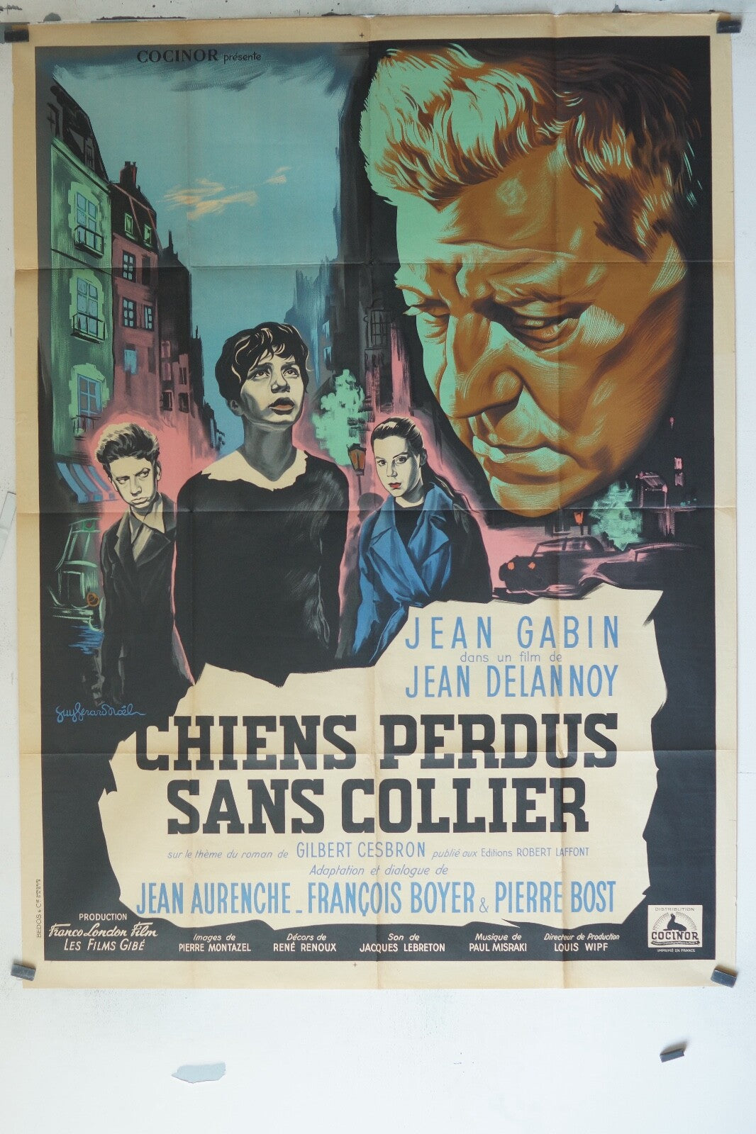 CHIENS PERDUS SANS COLLIER (1955) MOVIE POSTER ORIGINAL 120x160 JEAN GABIN