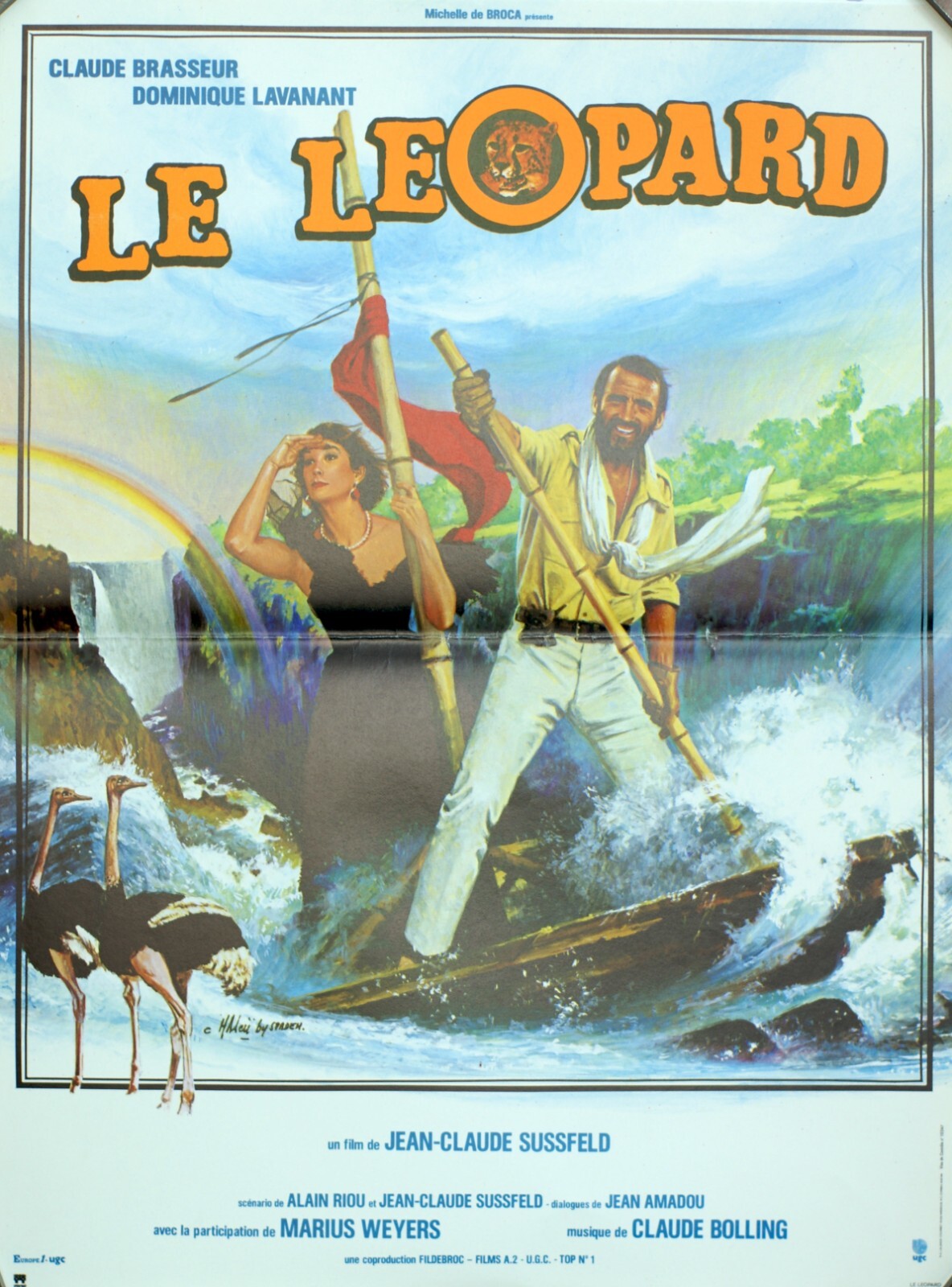 LE LÉOPARD (POSTER ORIGINAL) 60X80 Jean-Claude Sussfeld, Claude Brasseur