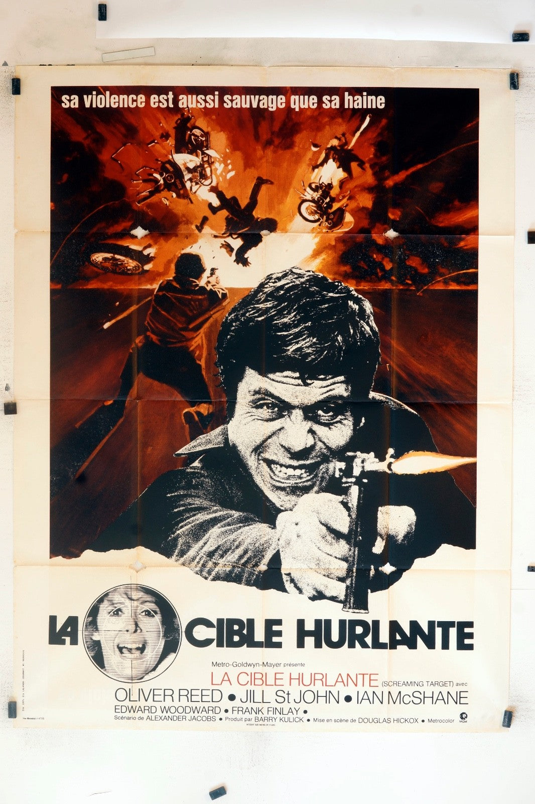 LA CIBLE HURLANTE OLIVER REED MOVIE POSTER ORIGINAL 120x160