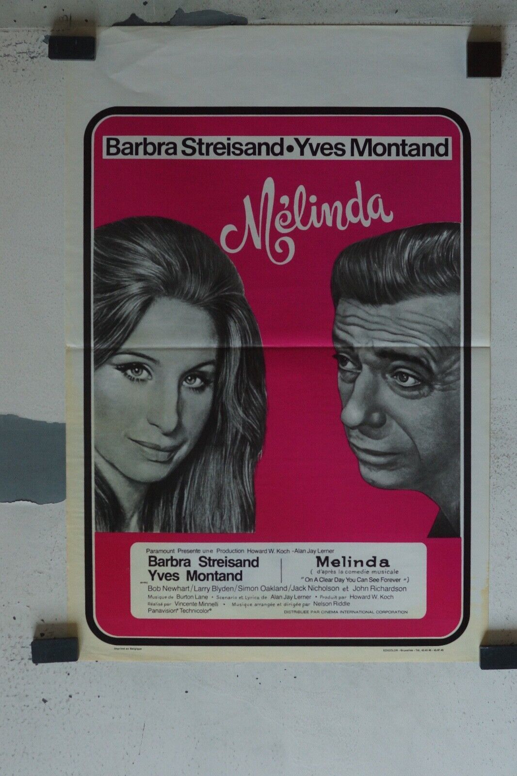 MELINDA MOVIE POSTER ORIGINAL (55X37) YVES MONTAND