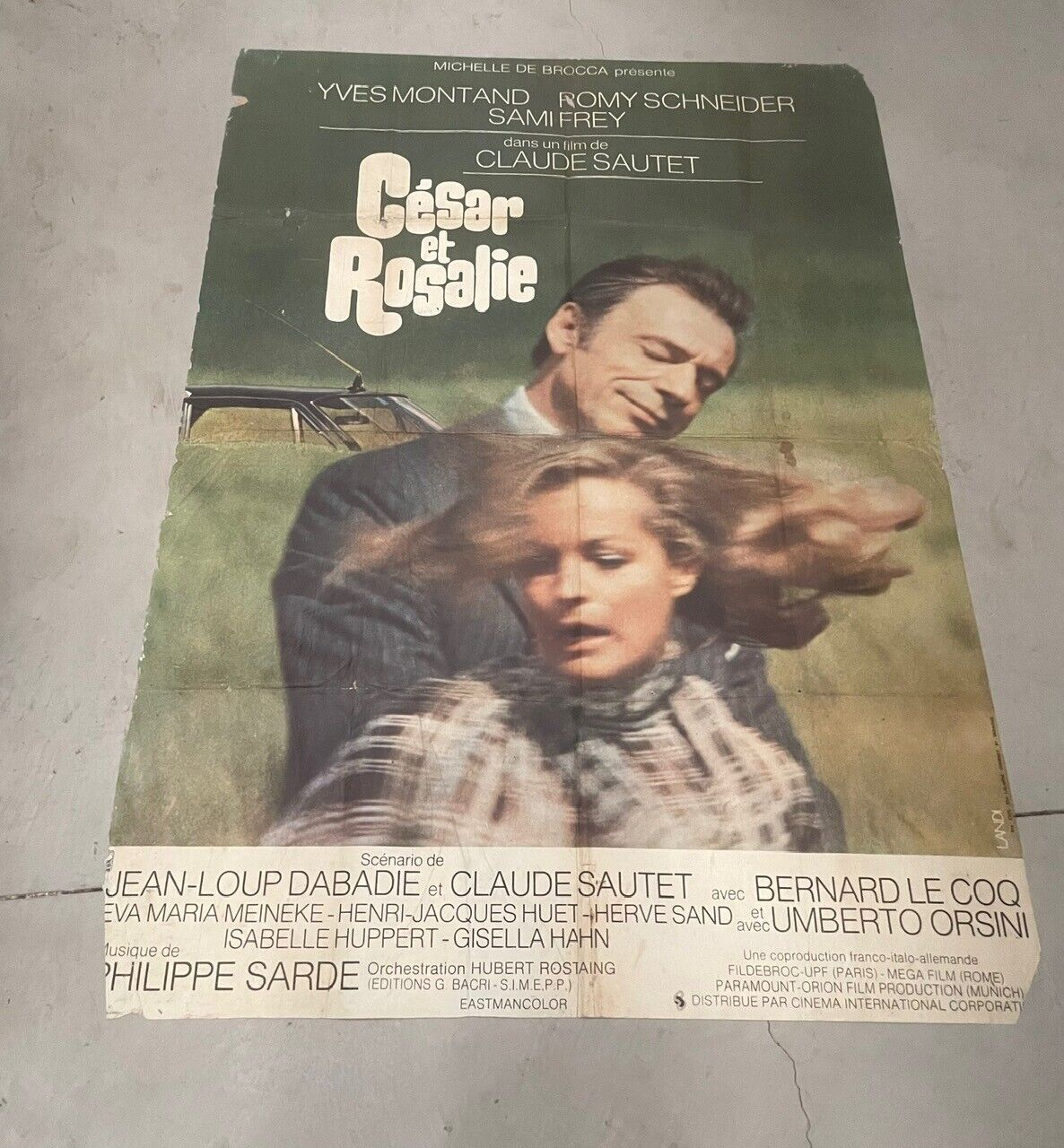 CÉSAR ET ROSALIE, YVES MONTANT, POSTER ORIGINAL SUR KRAFT (120X160)
