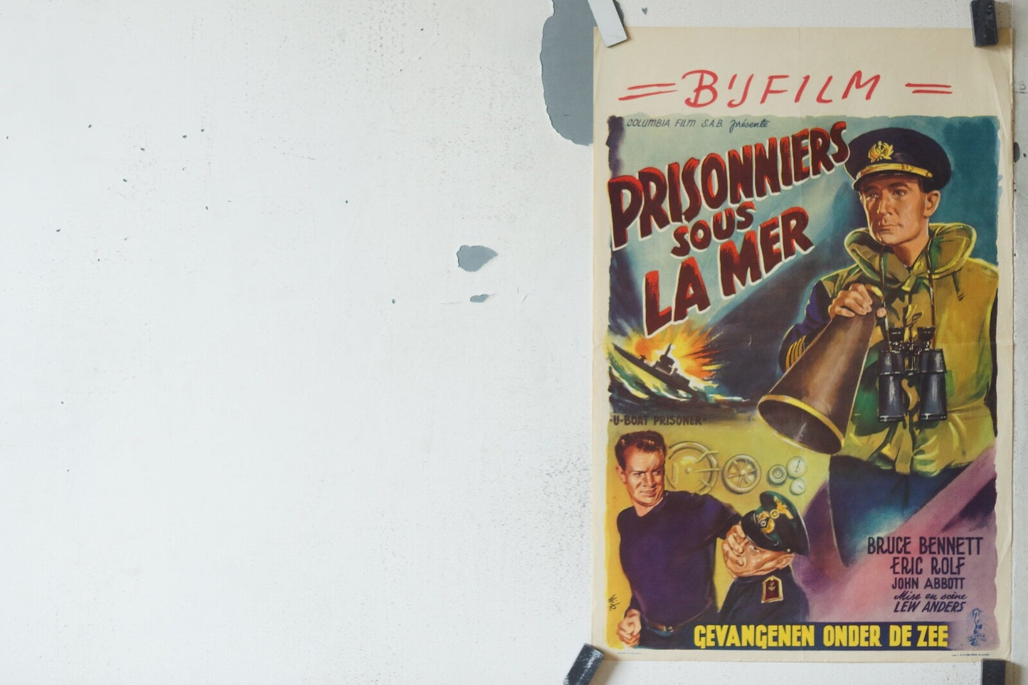 PRISONNIERS SOUS LA MER MOVIE POSTER ORIGINAL 55x36 Bruce Bennett , Eric Rolf