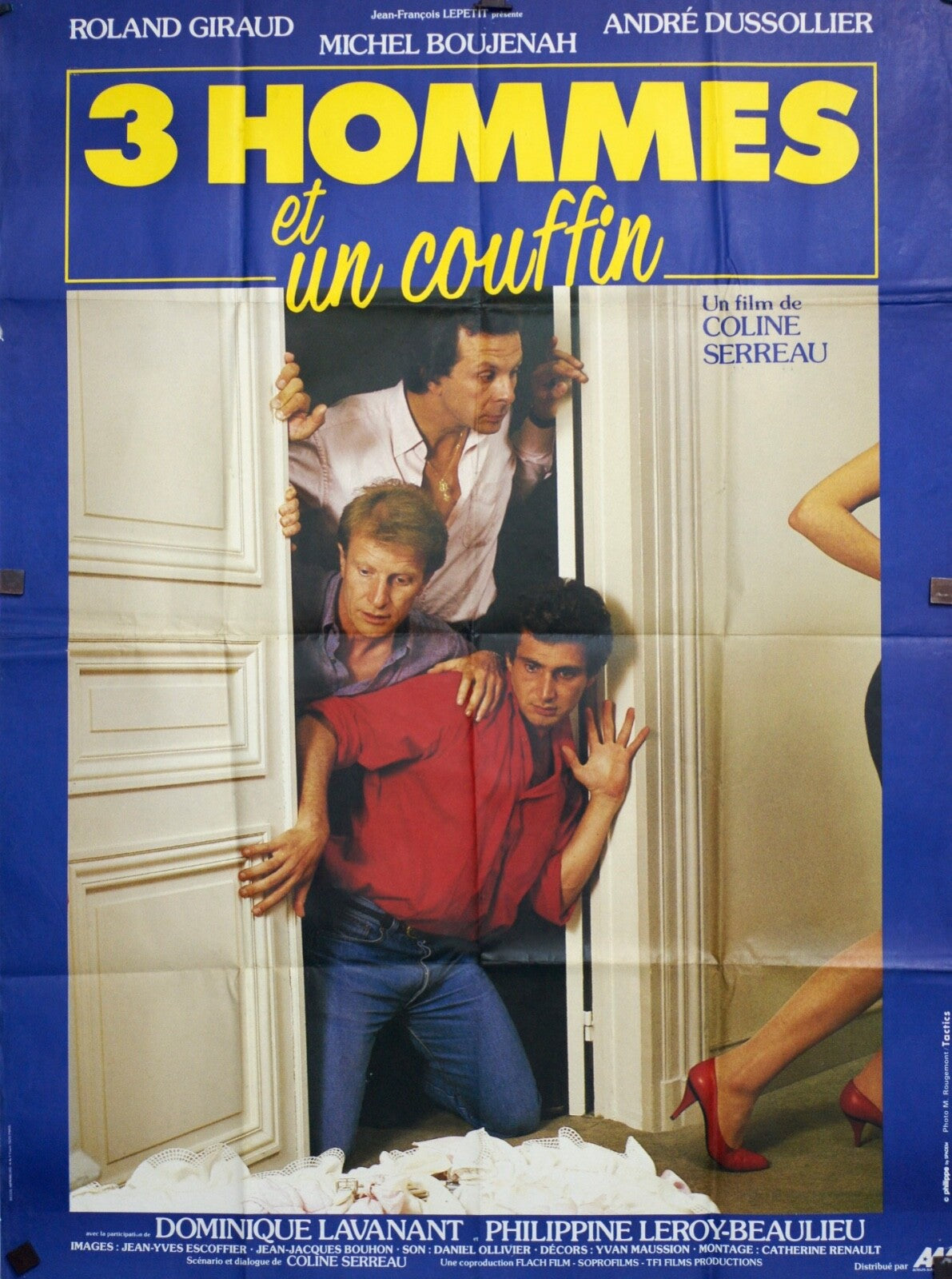 3 HOMMES ET UN COUFFIN MOVIE POSTER ORIGINAL (120x160) ROLAND GIRAUD