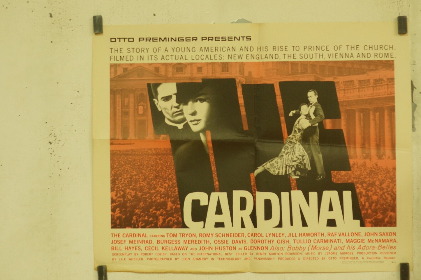 CARDINAL, OTTO PREMINGER MOVIE POSTER ORIGINAL 57X70 ROMY SCHNEIDER, TOM TYRON