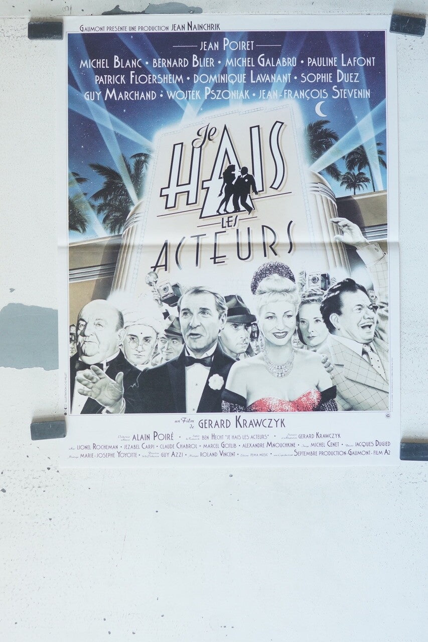 JE HAIS LES ACTEURS POSTER ORIGINAL (40X60) JEAN POIRET