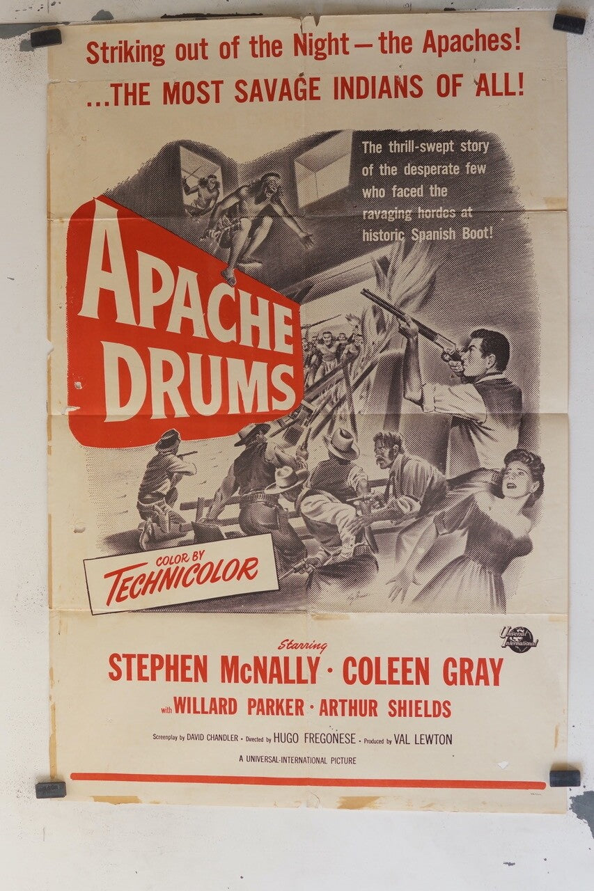 APACHE DRUMS, 70X100, (1951) ORIGINAL MOVIE POSTER COLEEN GRAY, WILLARD PARKER