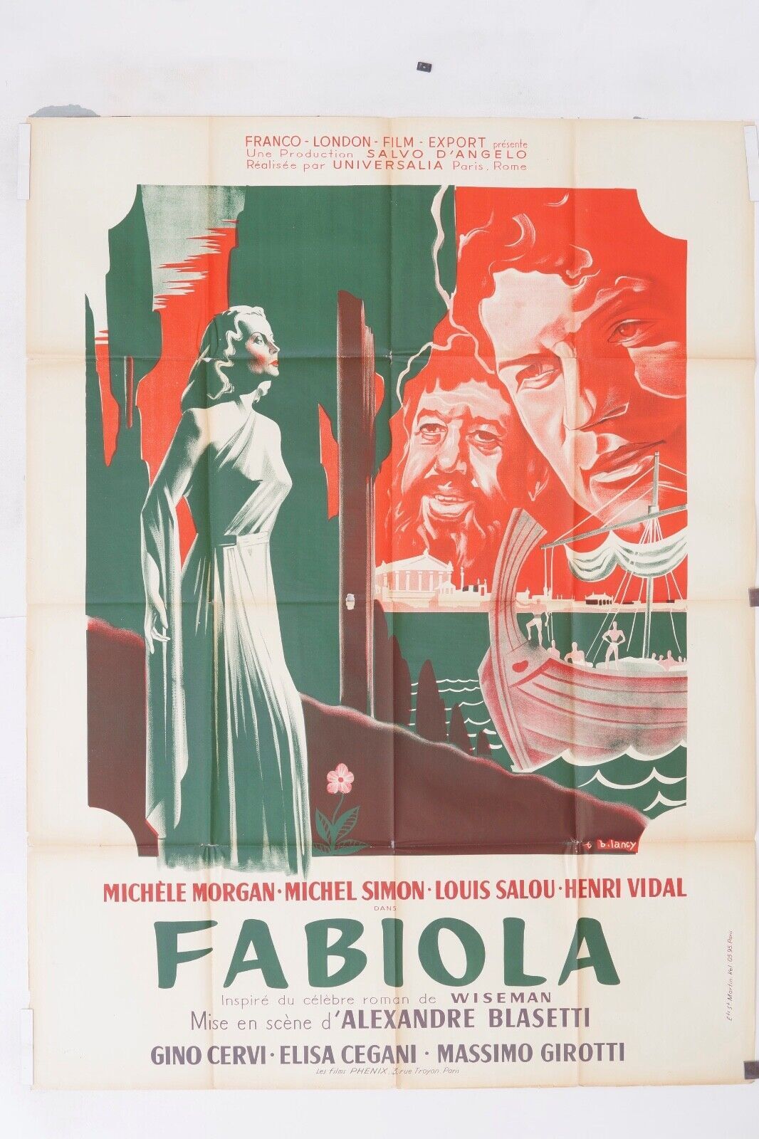 FABIOLA MOVIE POSTER ORIGINAL 120x160 MICHÈLE MORGAN