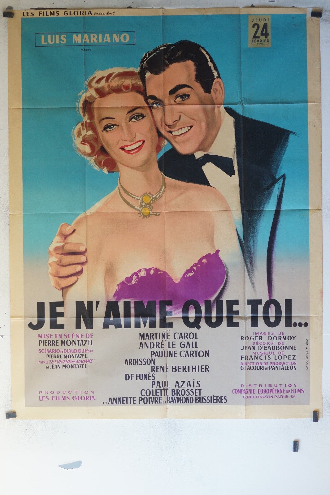 JE N’AIME QUE TOI .. MOVIE POSTER ORIGINAL120x160 Martine Carol