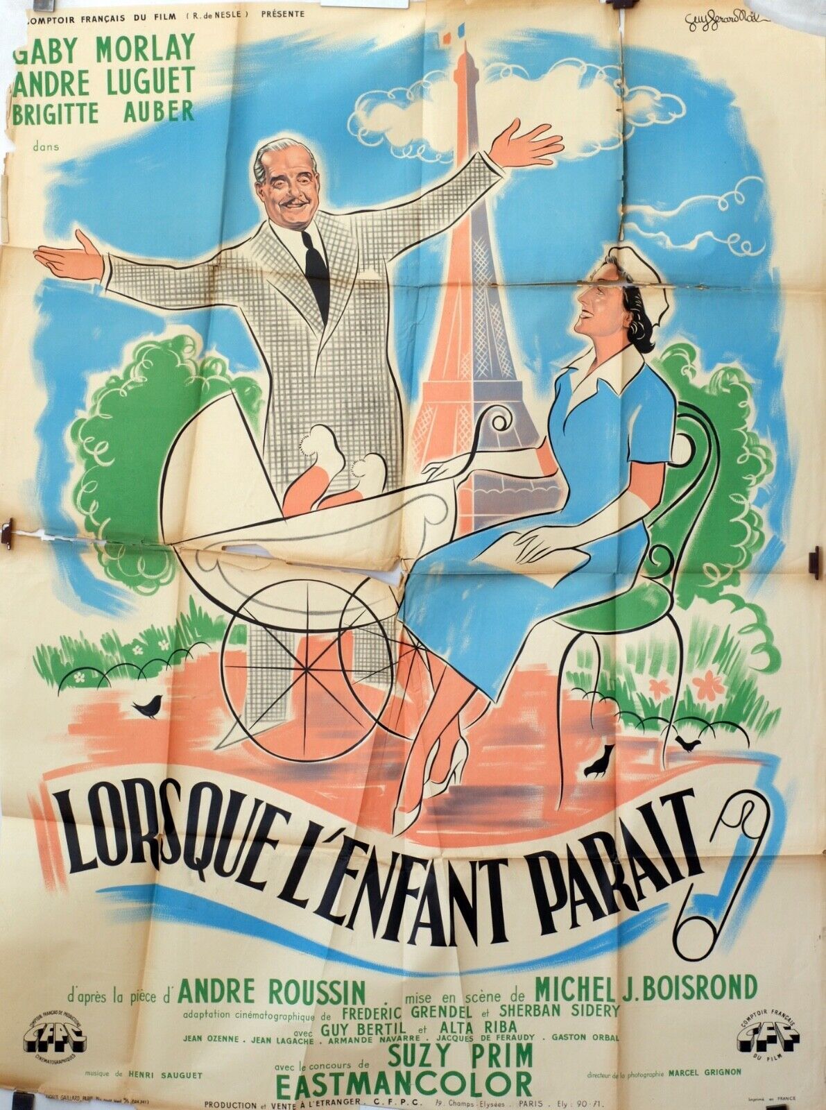 LORSQUE L’ENFANT PARFAIT MOVIE POSTER ORIGINAL 120x160 GABY MORLAY