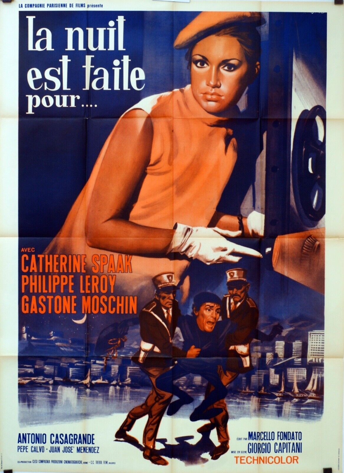 LA NUIT EST FAITE POUR… ORIGINAL MOVIE POSTER 120x160 CATHERINE SPAAK