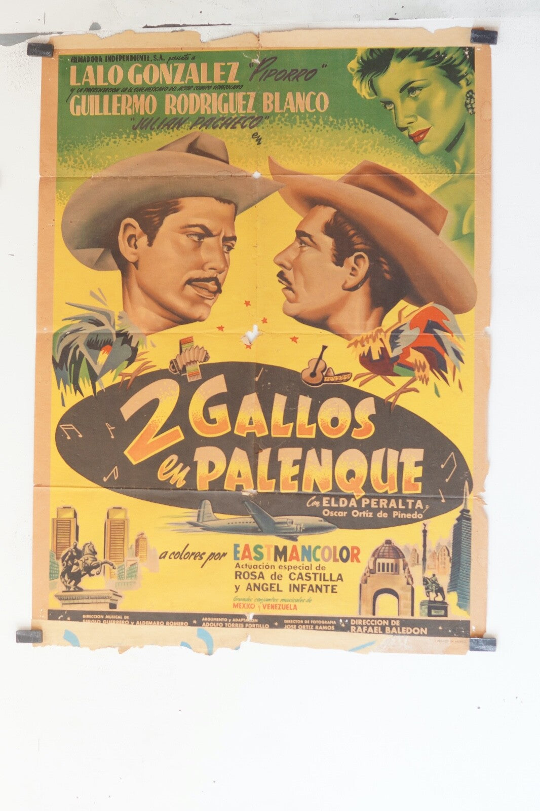 2 GALLOS EN PALENQUE (70X100), 1960 ORIGINAL MOVIE POSTER ROSA DE CASTILLA,