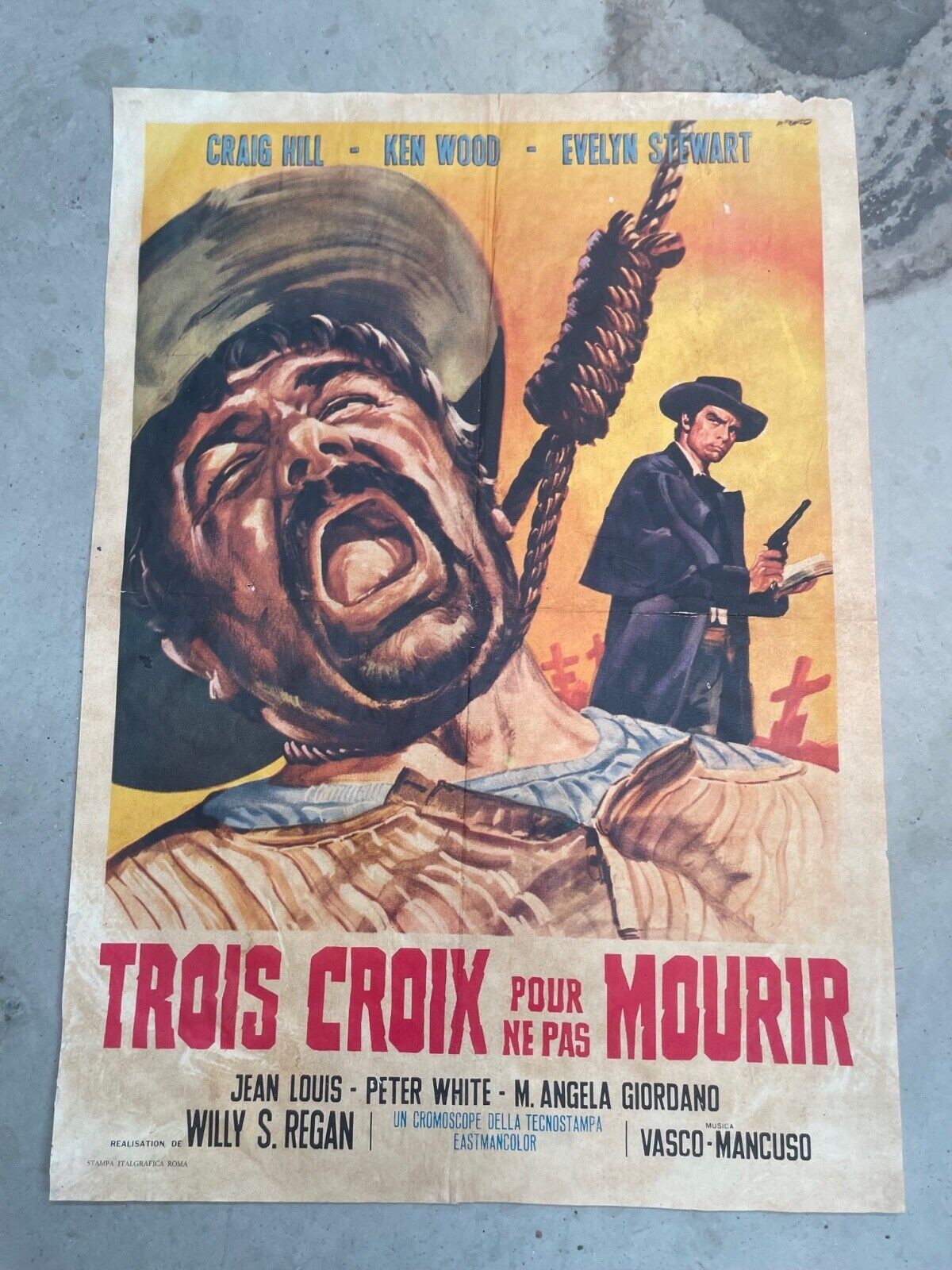 TROIS CROIX POUR NE PAS MOURIR MOVIE POSTER ORIGINAL (60X80) RICHARD DREYFFUS