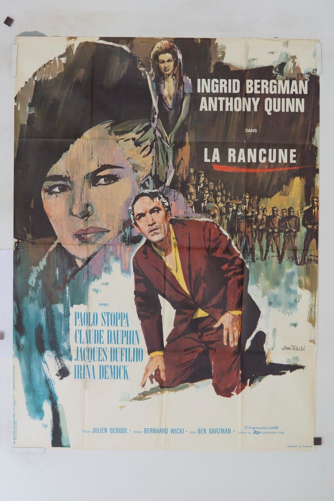 LA RANCUNE MOVIE POSTER ORIGINAL 120X160 INGRID BERGMAN, ANTHONY QUINN