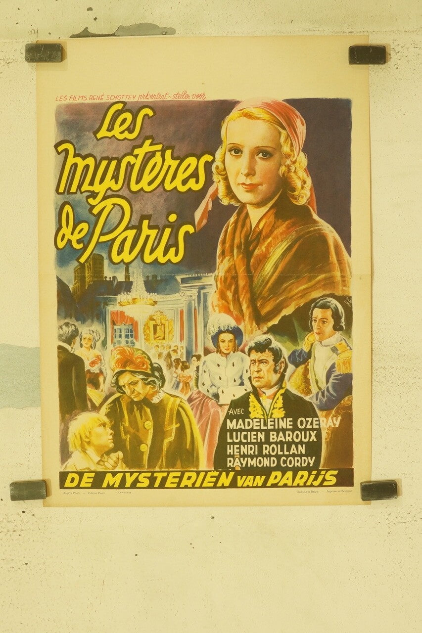 LES MYSTÈRES DE PARIS, MOVIE POSTER BELGIUM 35x55 MADELEINE OZERAY, LUCIEN