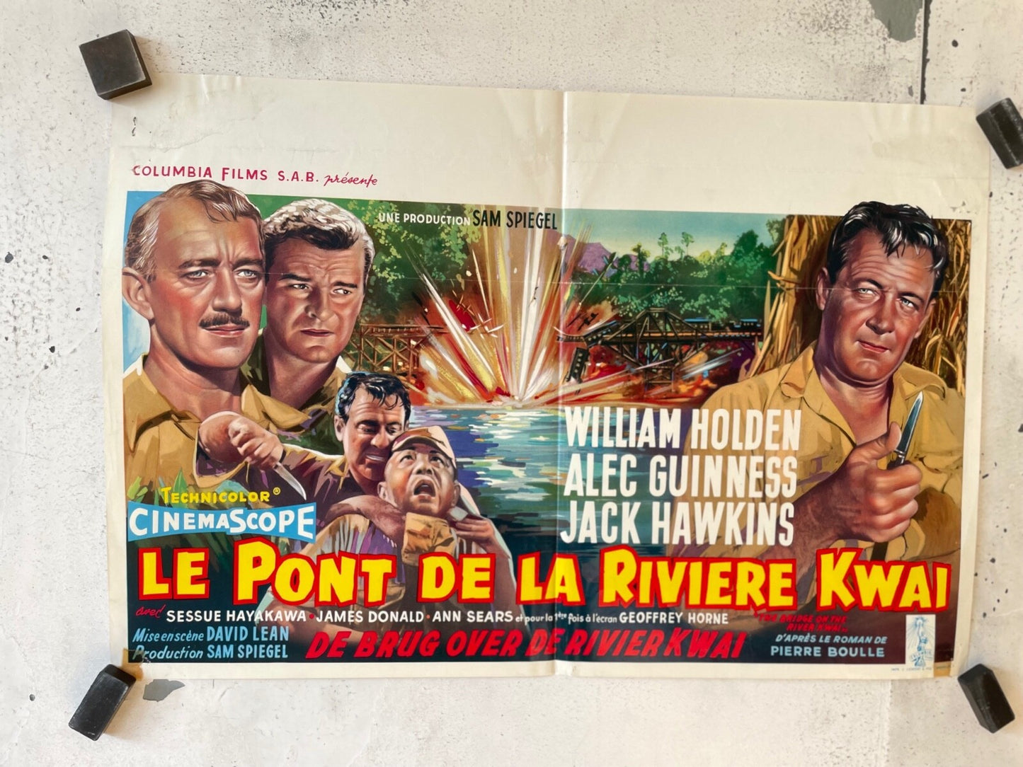 LE PONT DE LA RIVIÈRE KWAI, BELGIAN MOVIE POSTER 36x55 MICHAEL CAINE