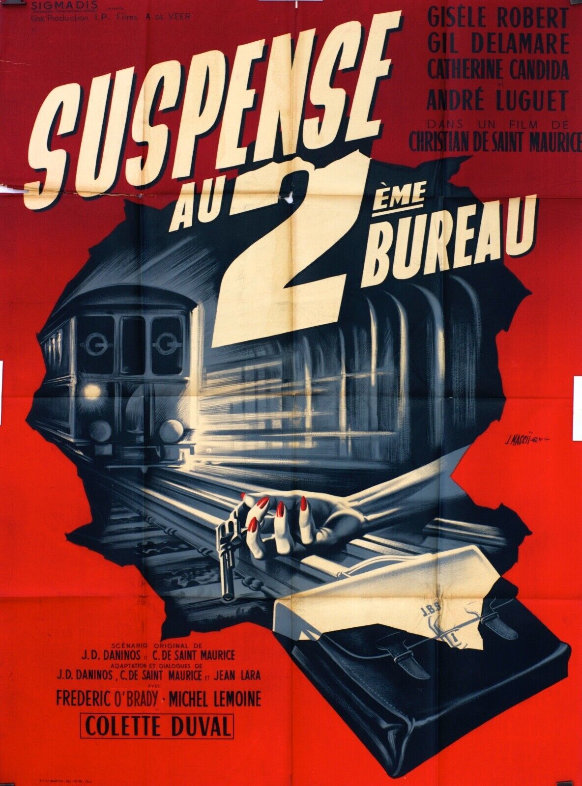 SUSPENSE AU 2 EME BUREAU MOVIE POSTER ORIGINAL 120x160 GISÈLE ROBERT