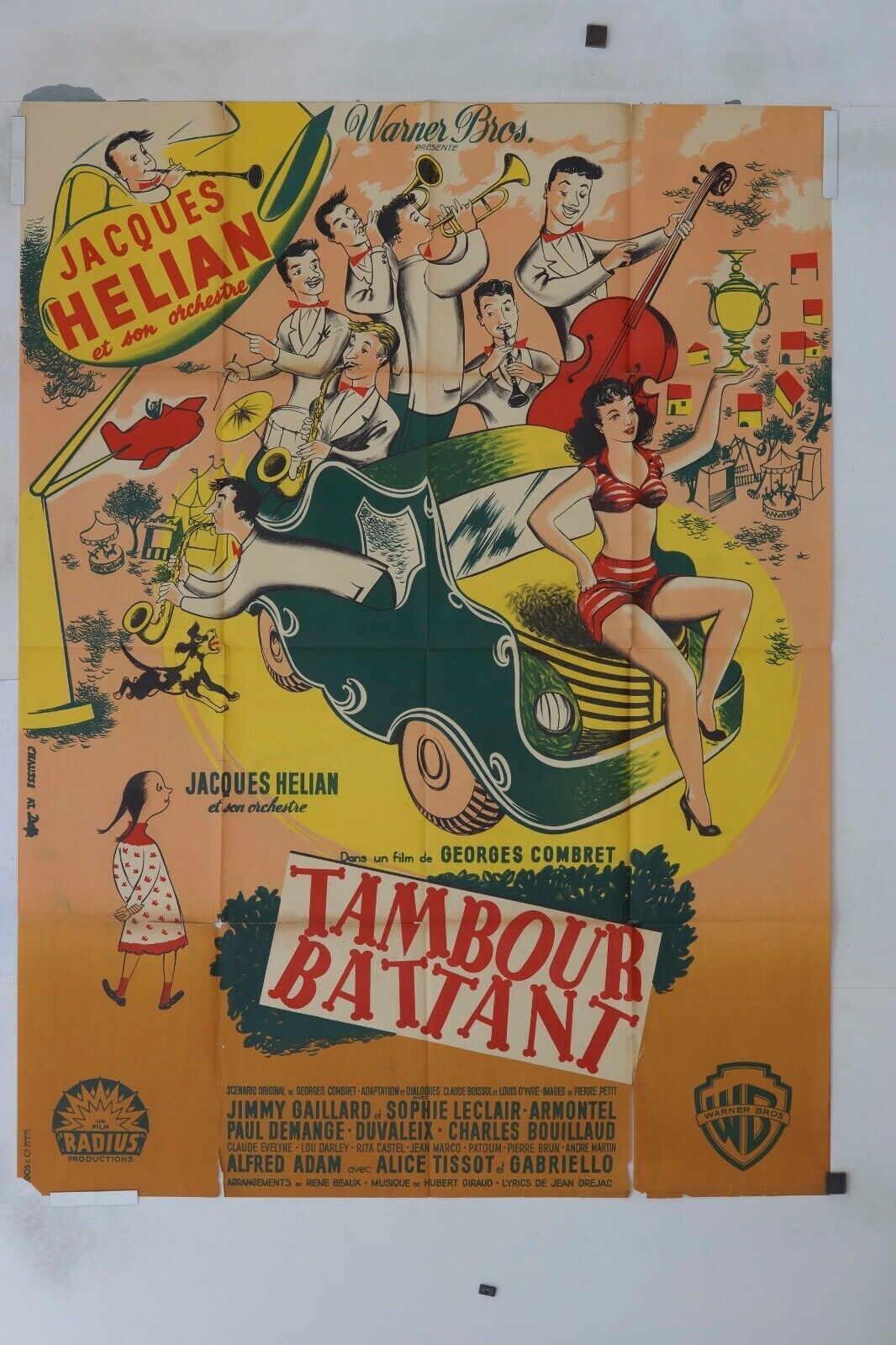 TAMBOUR BATTANT MOVIE POSTER ORIGINAL 120x160 JACQUES HÉLIAN