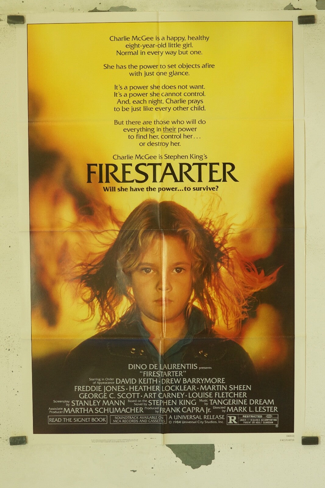 FIRESTARTER (70X100) ORIGINAL MOVIE POSTER DAVID KEITH – DREW BARRYMORE