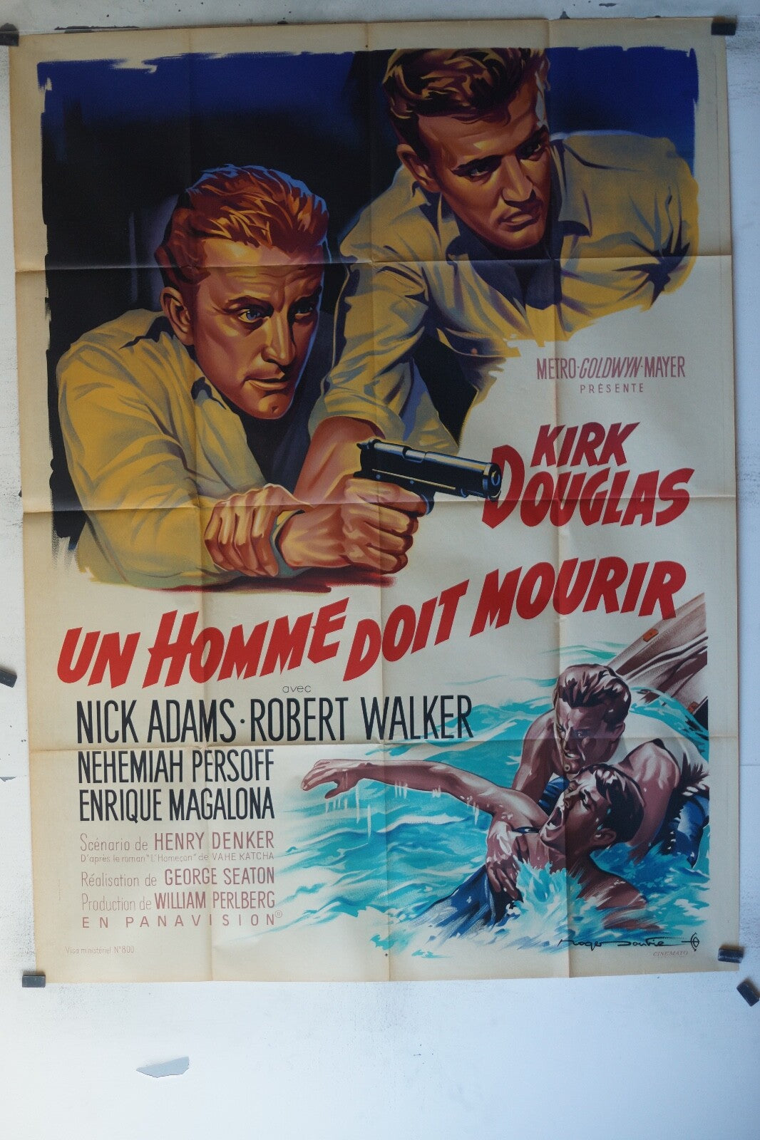 UN HOMME DOIT MOURIR MOVIE POSTER ORIGINAL 120x160 Kirk Douglas , Robert Walker