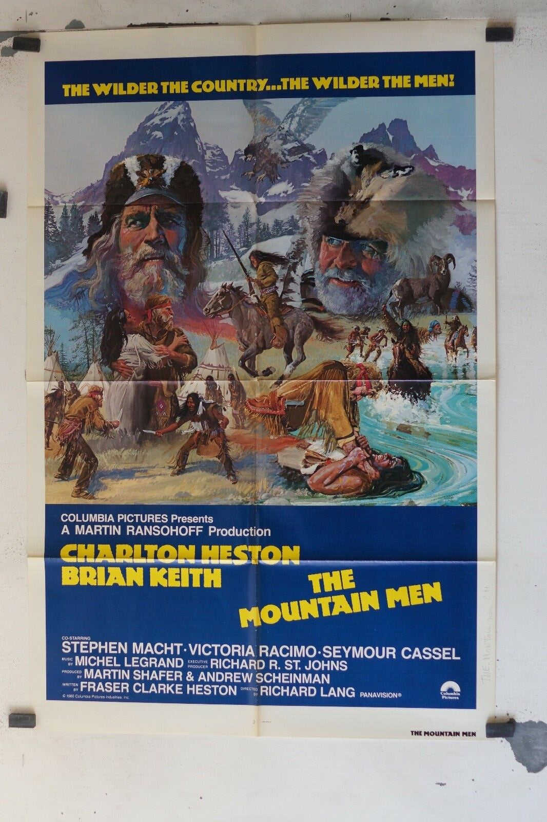 THE MOUNTAIN MEN POSTER ORIGINAL 69x103 Richard Lang, Charlton Heston