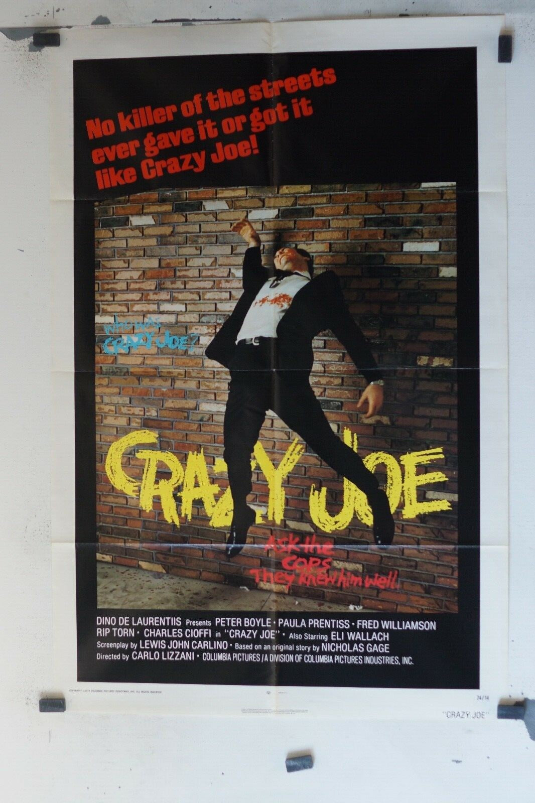 CRAZY JOE ORIGINAL poster (69x103), Carlo Lizzani, Peter Boyle