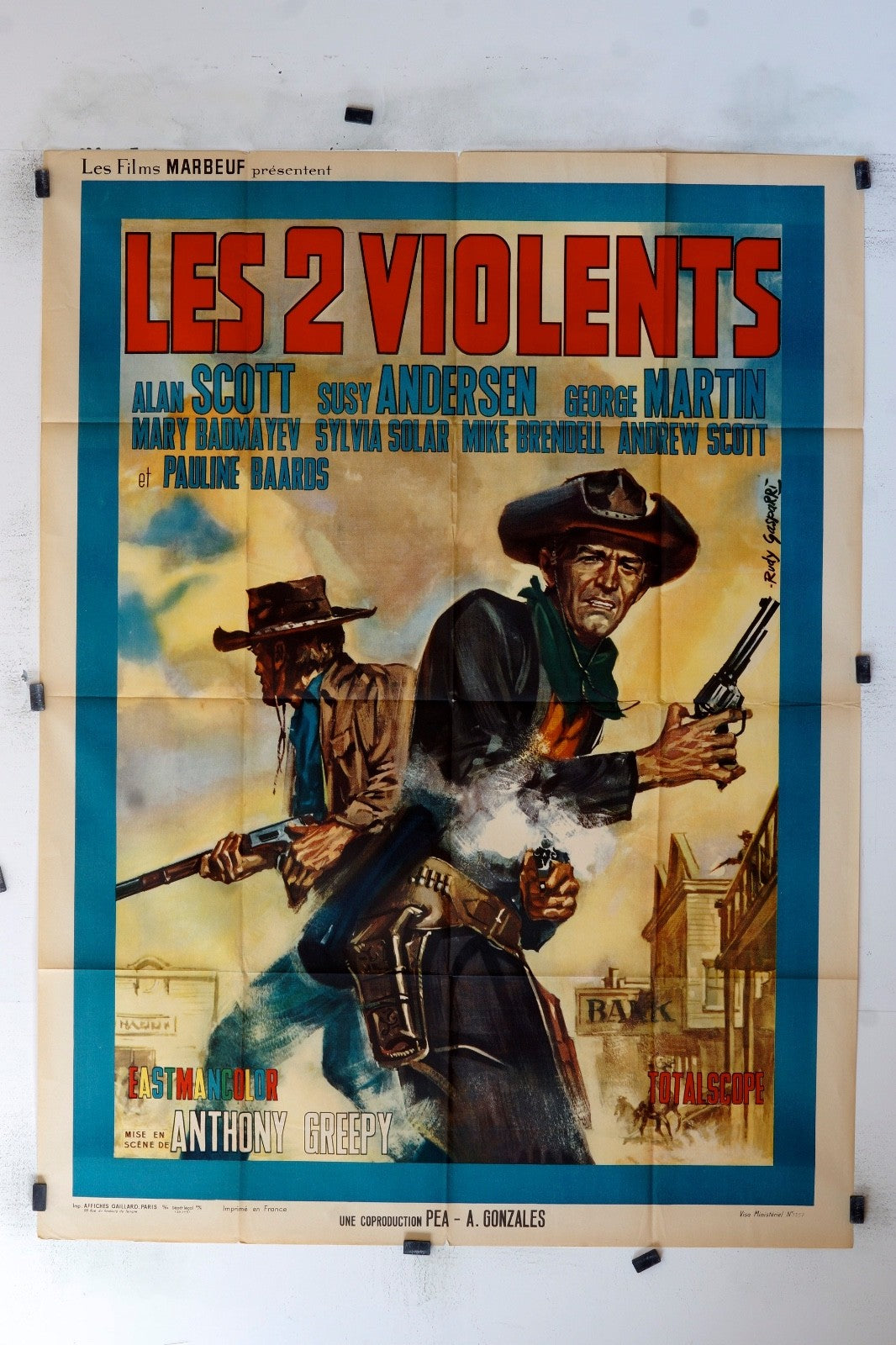 LES 2 VIOLENTS ALAN SCOTT ORIGINAL MOVIE POSTER 120x160