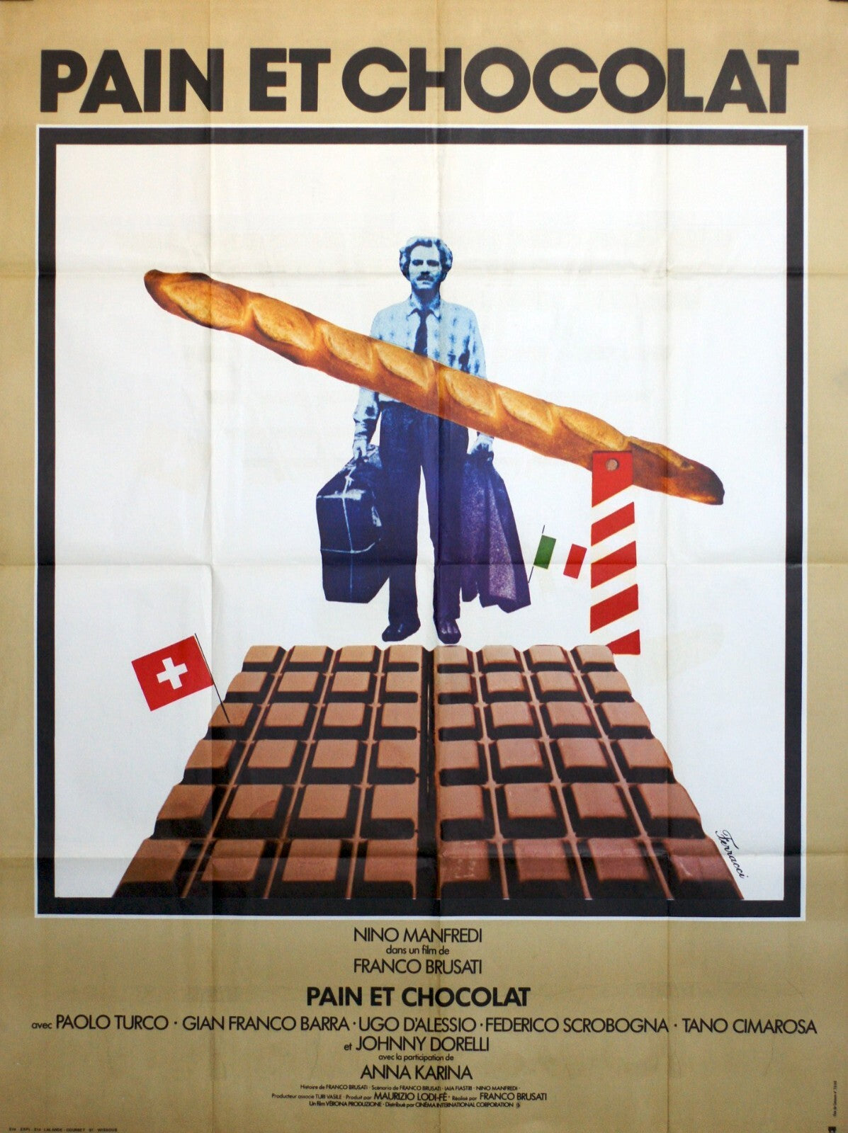 PAIN ET CHOCOLAT MOVIE POSTER ORIGINAL 120x160 PAOLO TURCO