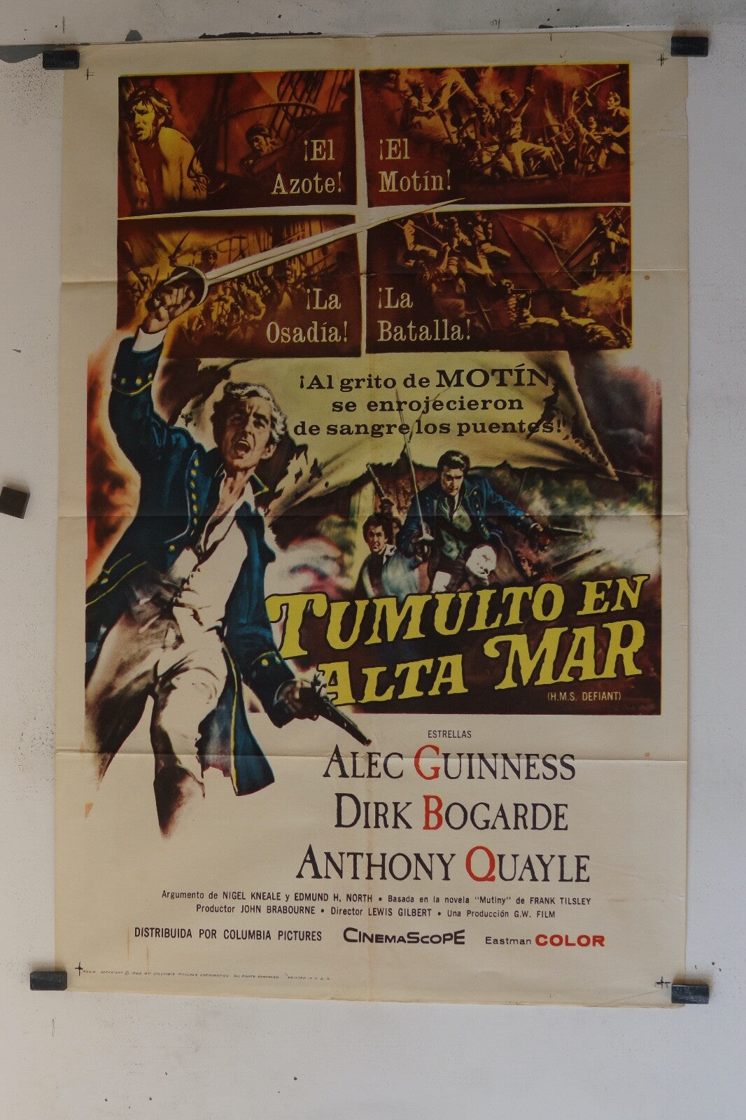 TUMULTO EN ALTA MAR (1962)70X100ORIGINAL MOVIE POSTER ALEC GUINENESS, DIRK
