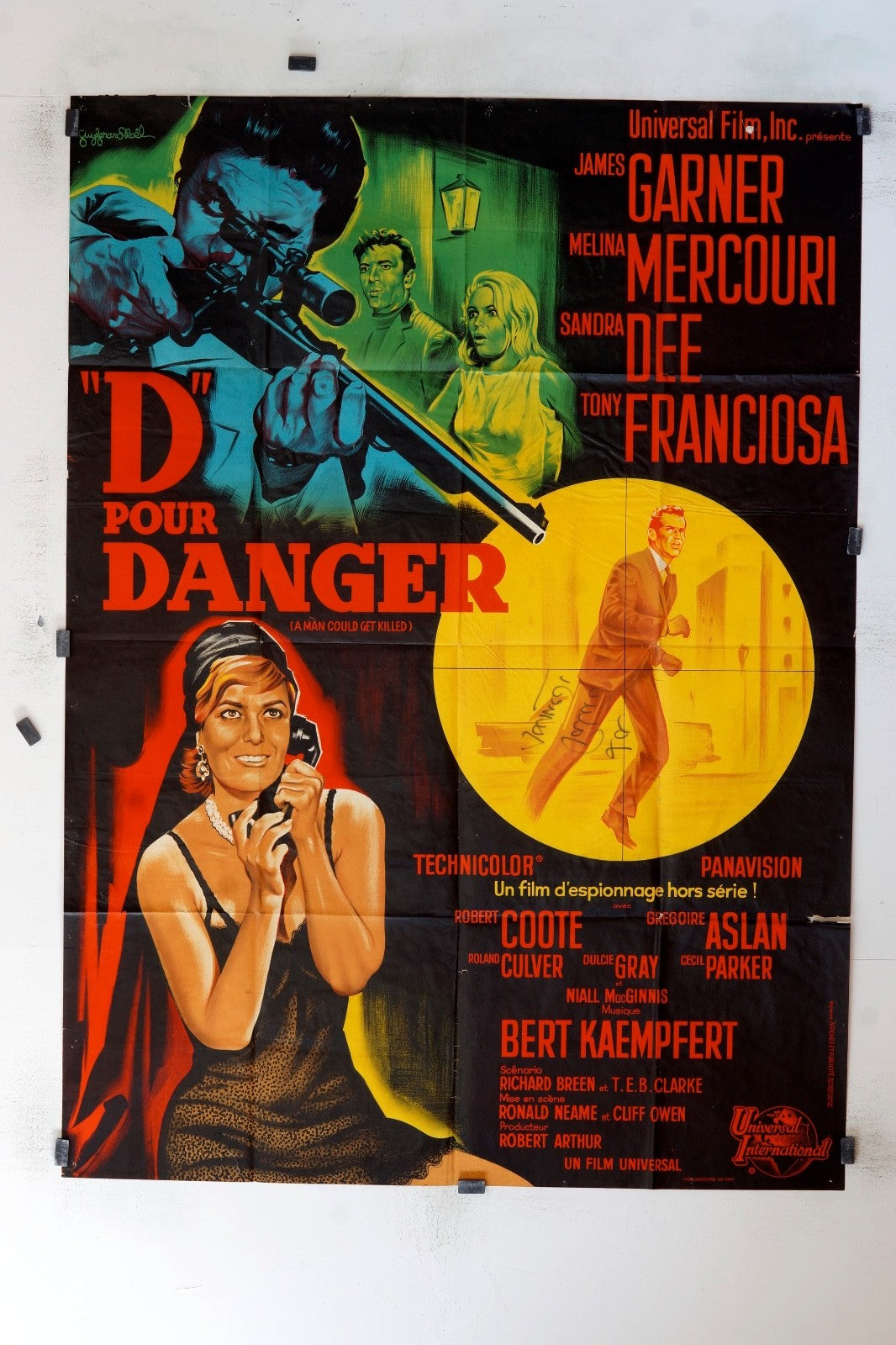 D POUR DANGER JAMES GARNER ORIGINAL MOVIE POSTER 120x160