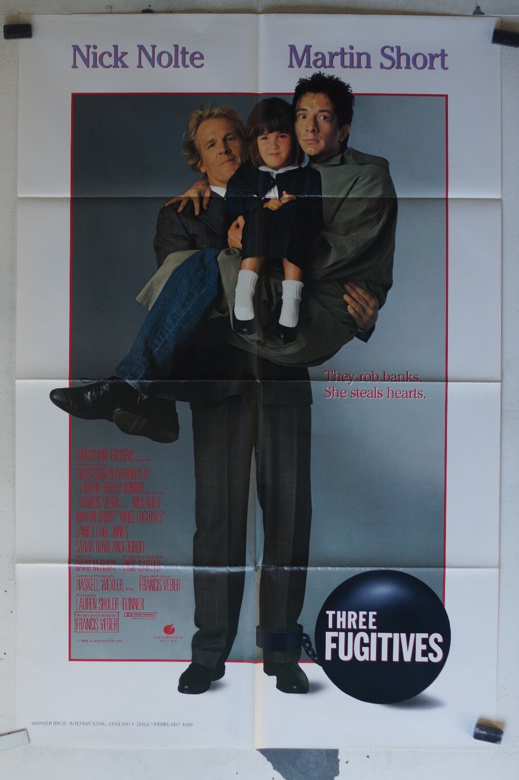 THREE FUGITIVES ORIGINAL MOVIE POSTER 70x103 Nick Nolte , Martin Short