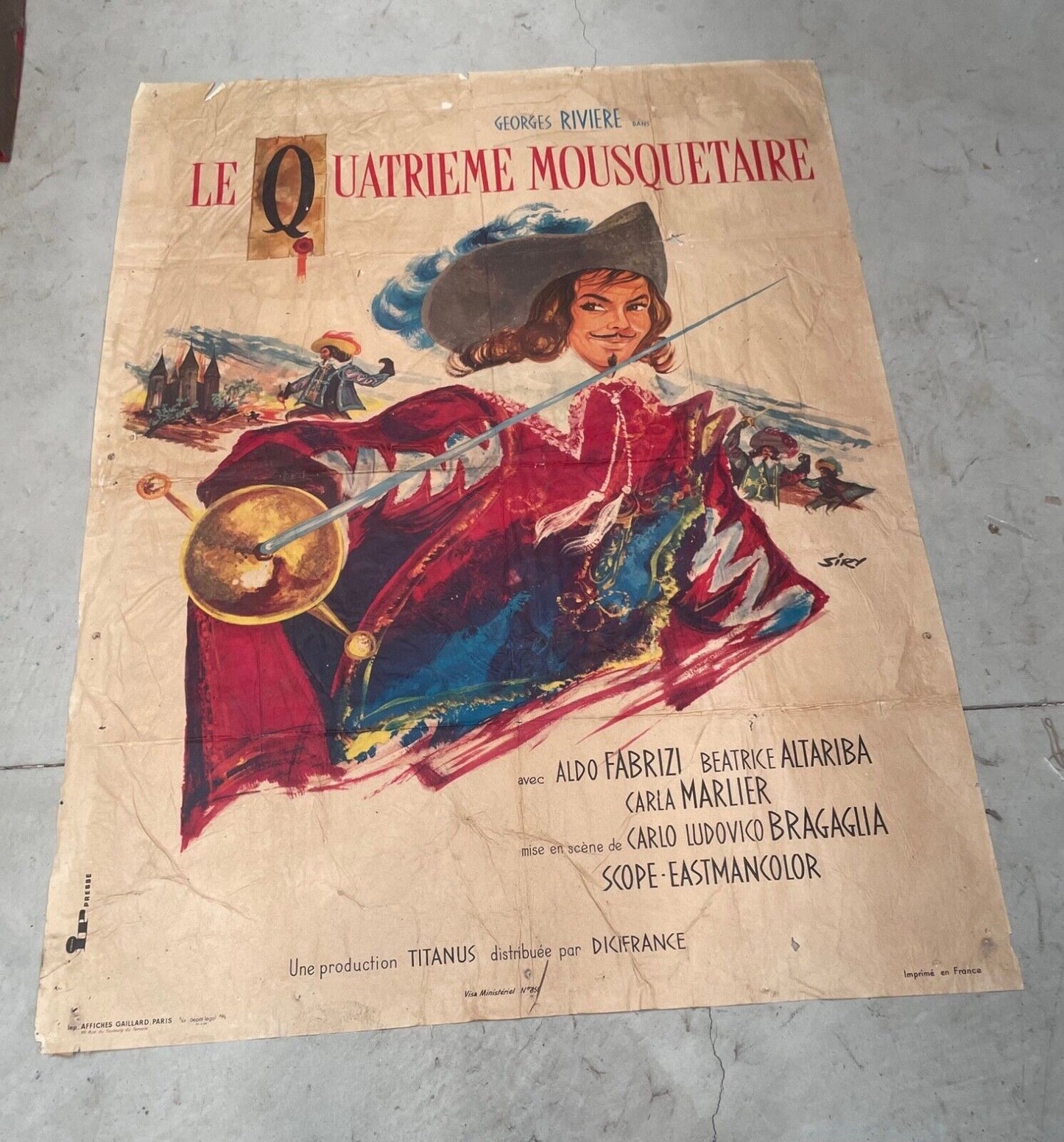LE QUATRIÈME MOUSQUETAIRE MOVIE POSTER ORIGINAL (120x160) ALDO FABRIZI