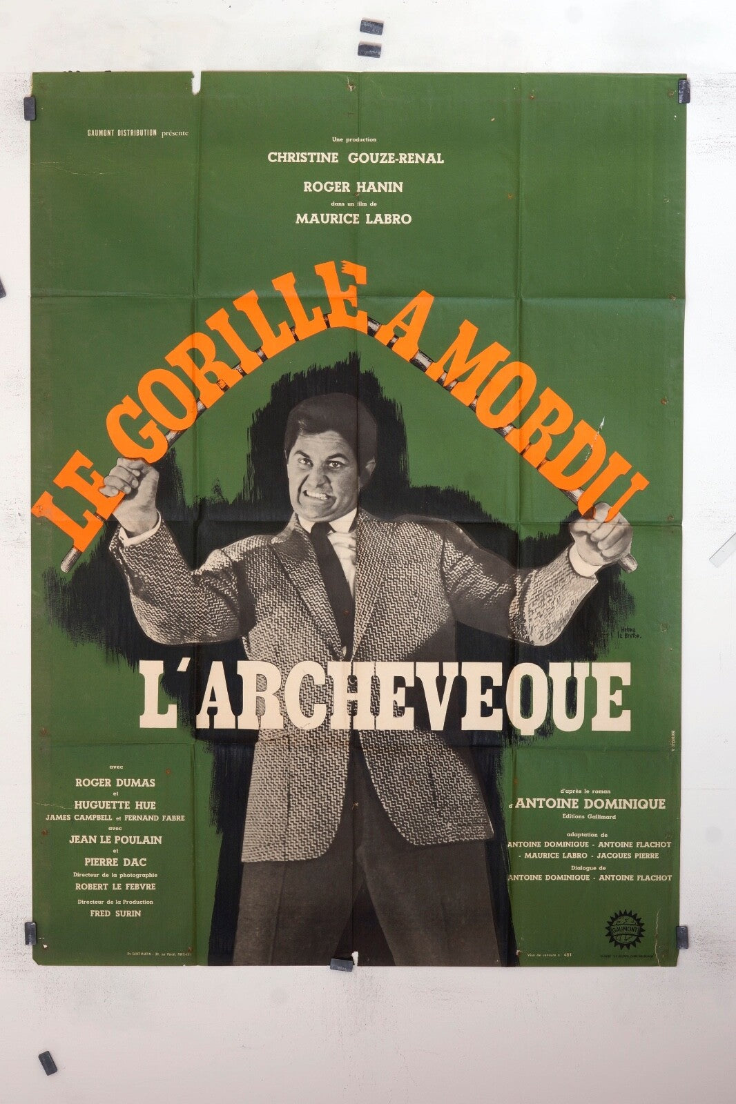 LE GORILLE A MORDU : L’ARCHEVÈQUE ROGER DUMAS MOVIE POSTER ORIGINAL 120x160