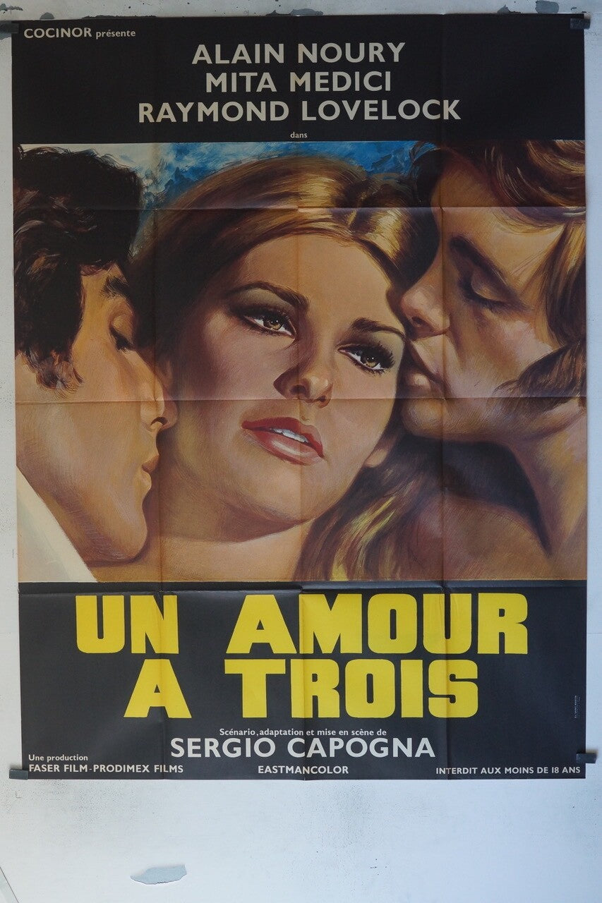 UN AMOUR À TROIS MOVIE POSTER ORIGINAL 120x160 ALAIN NOURY, MITA MEDICI