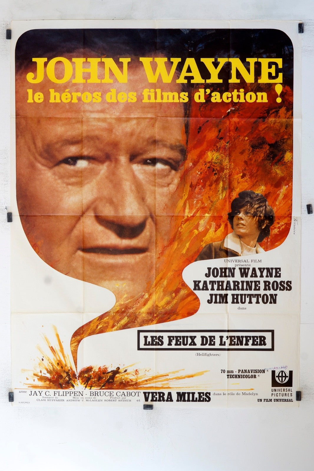 LES FEUX DE L’ENFER JOHN WAYNE MOVIE POSTER ORIGINAL 120x160