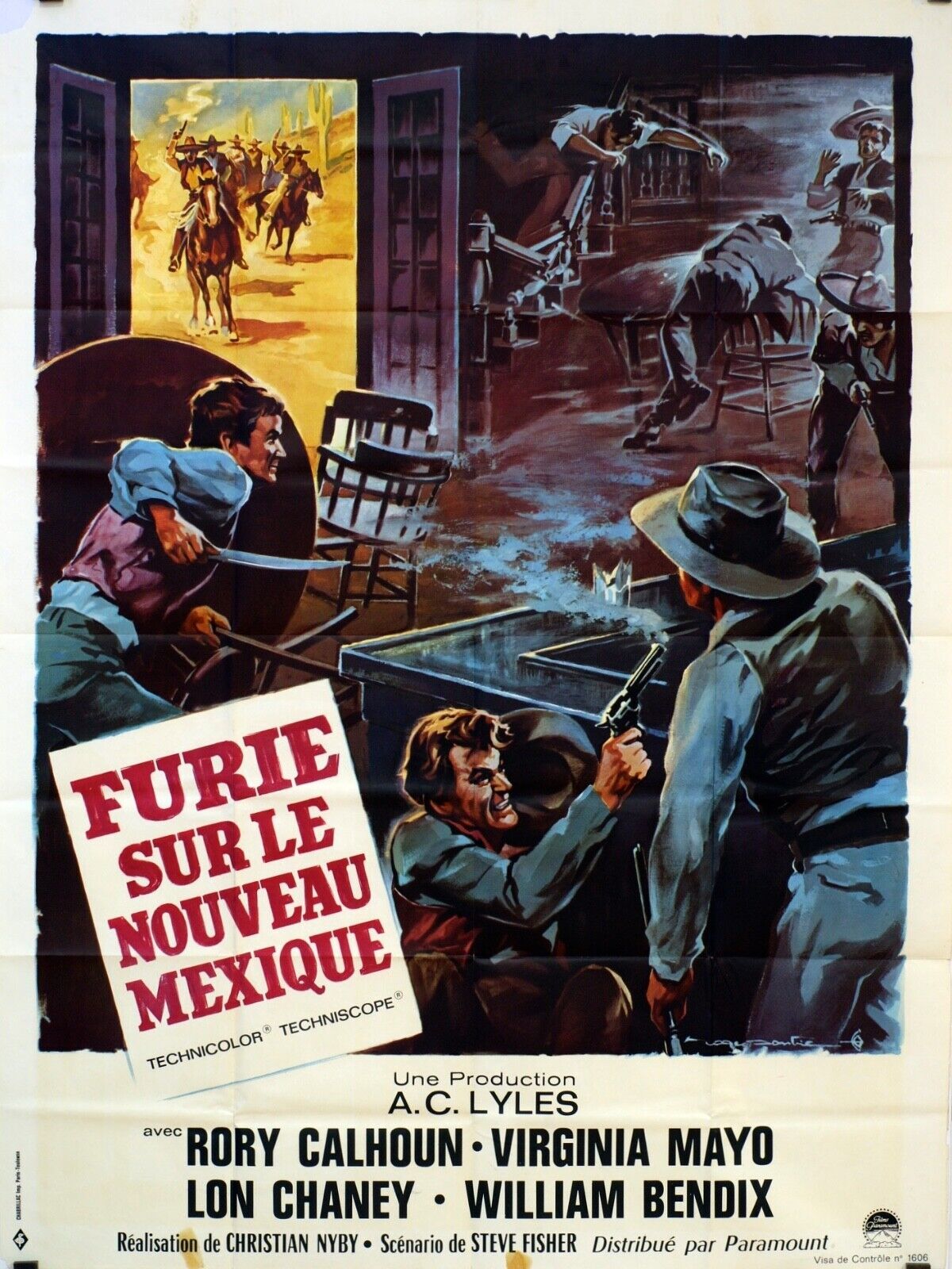 FURIE SUR LE NOUVEAU Mexique Original Movie Poster 120X160 RORY CALHOUN