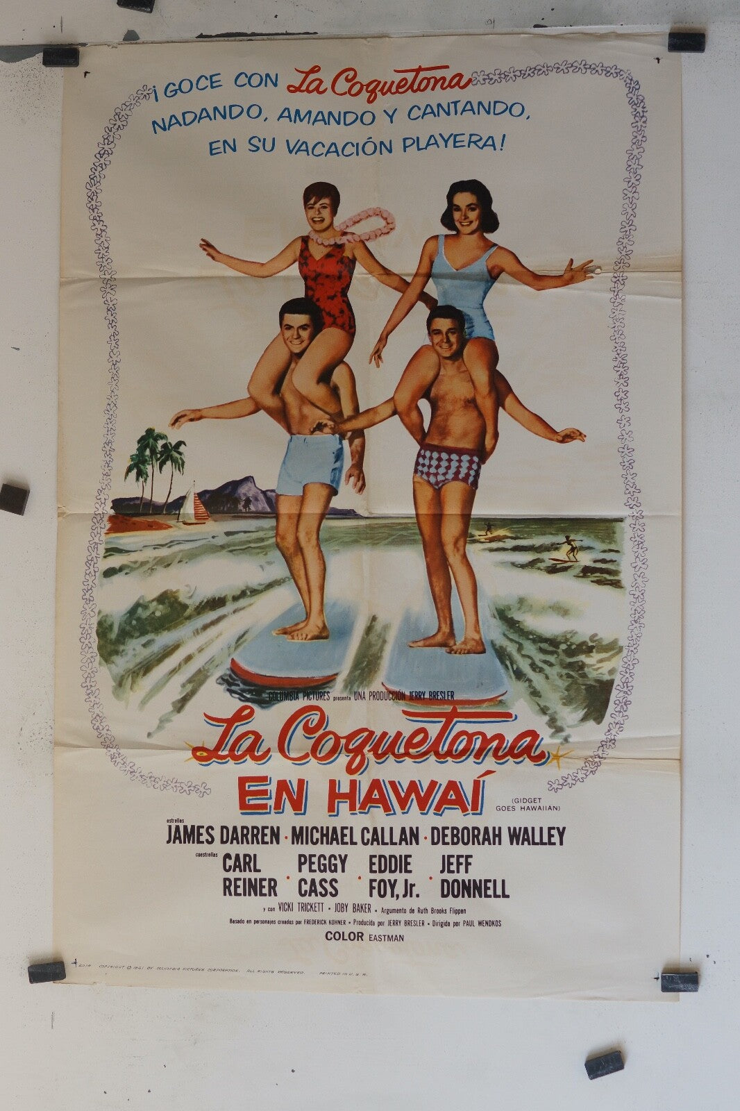 LA COQUETONA EN HAWAI, (70X100), 1961 ORIGINAL MOVIE POSTER JAMES DARREN