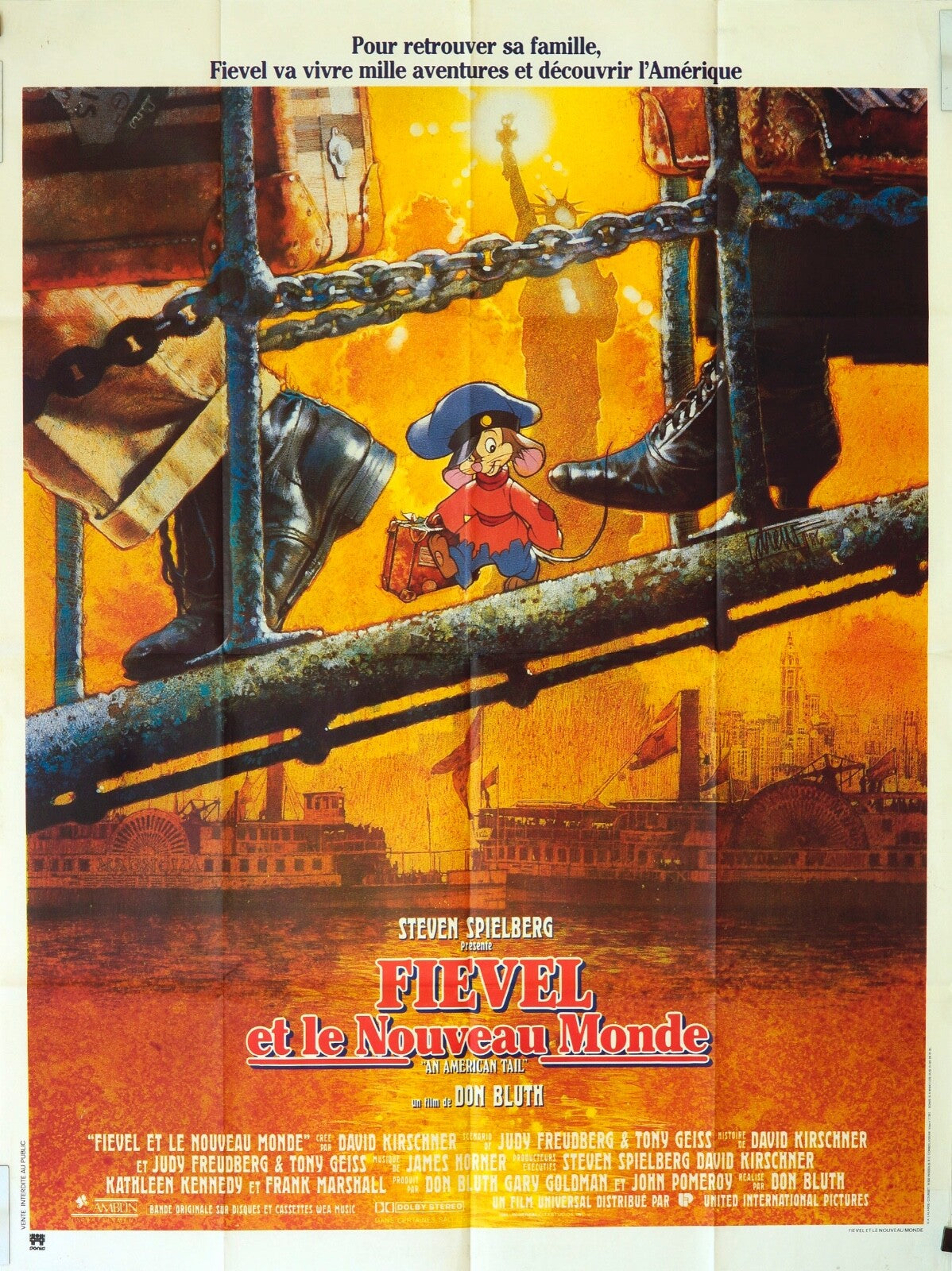 FIEVEL ET LE NOUVEAU MONDE MOVIE POSTER ORIGINAL 120x160 DAVID KIRSHNER
