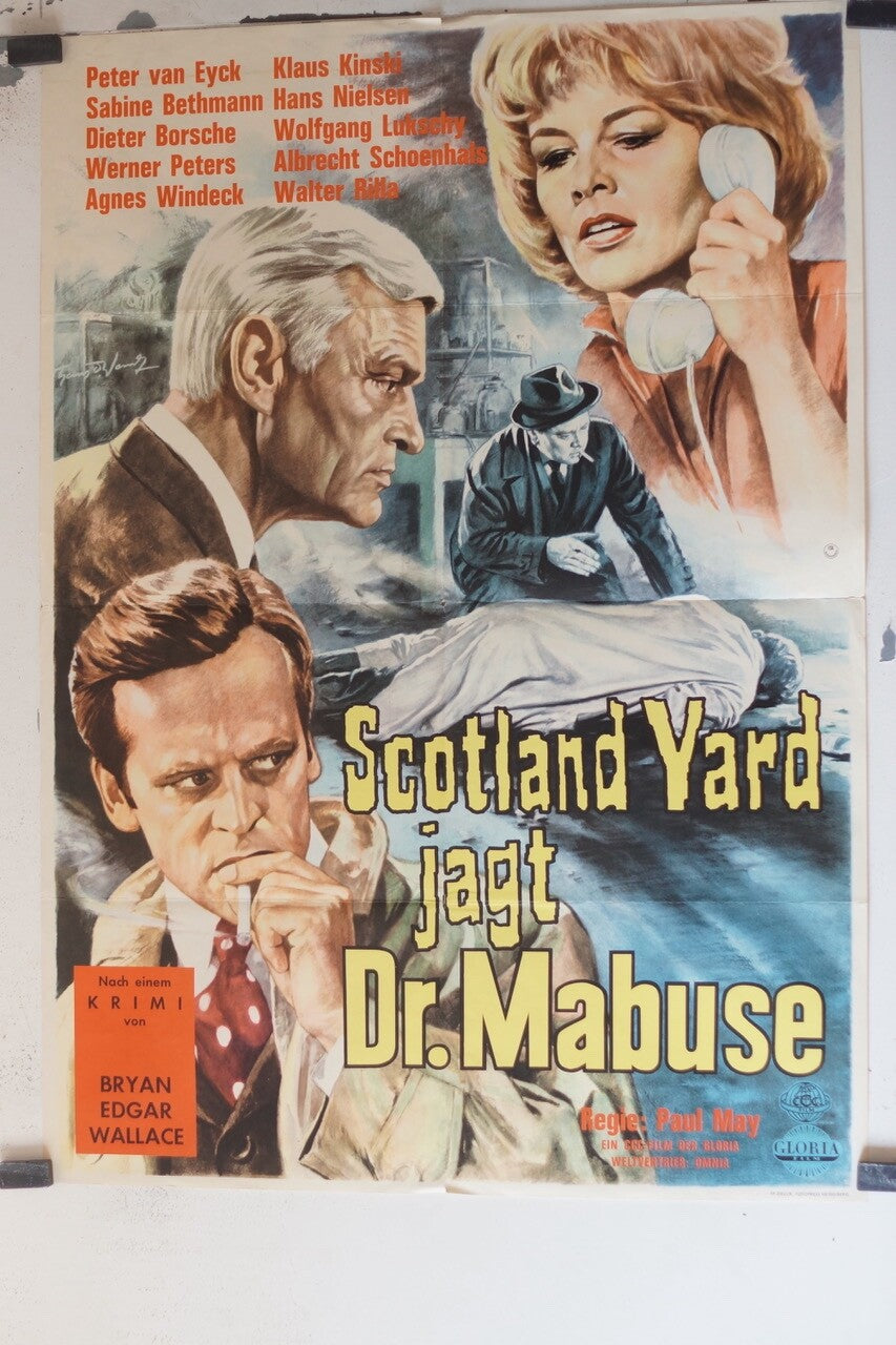 SCOTLAND YARD JAGT DR. MABUSE 70x100 ORIGINAL MOVIE POSTER PETER VAN EYCK