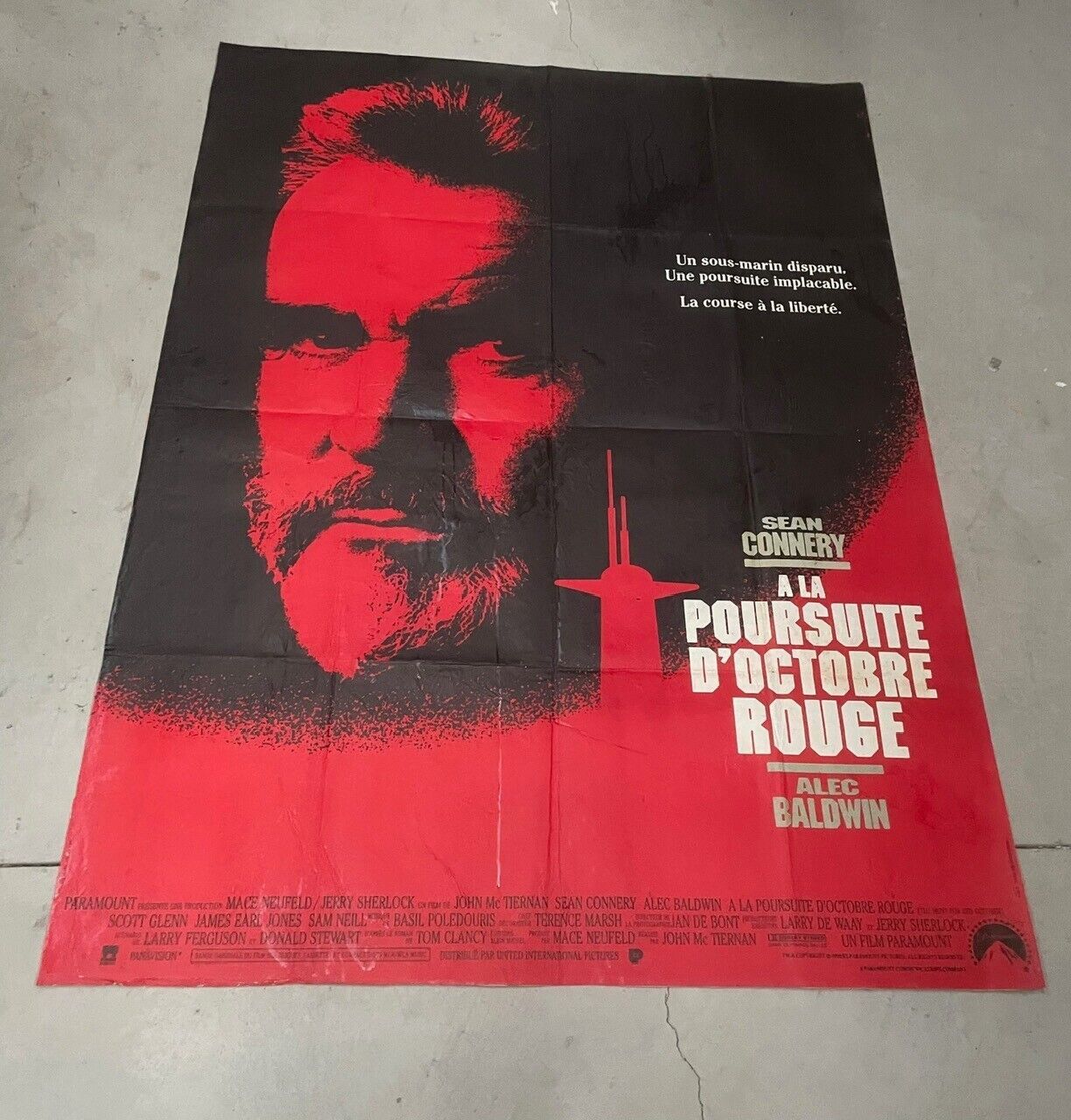 A LA POURSUITE D'OCTOBRE ROUGE, CONNERY , POSTER ORIGINAL SUR KRAFT (120X160)