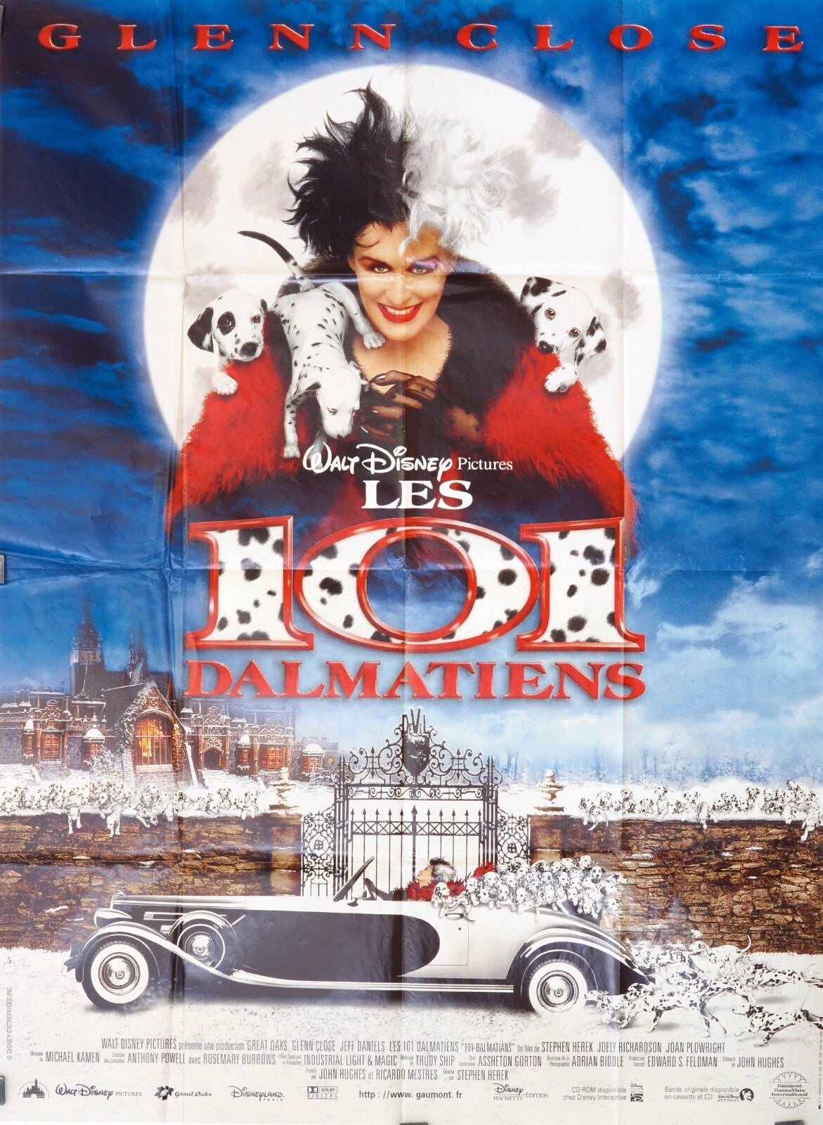 LES 101 DALAMATIENS MOVIE POSTER ORIGINAL 120x160 GLENN CLOOSE