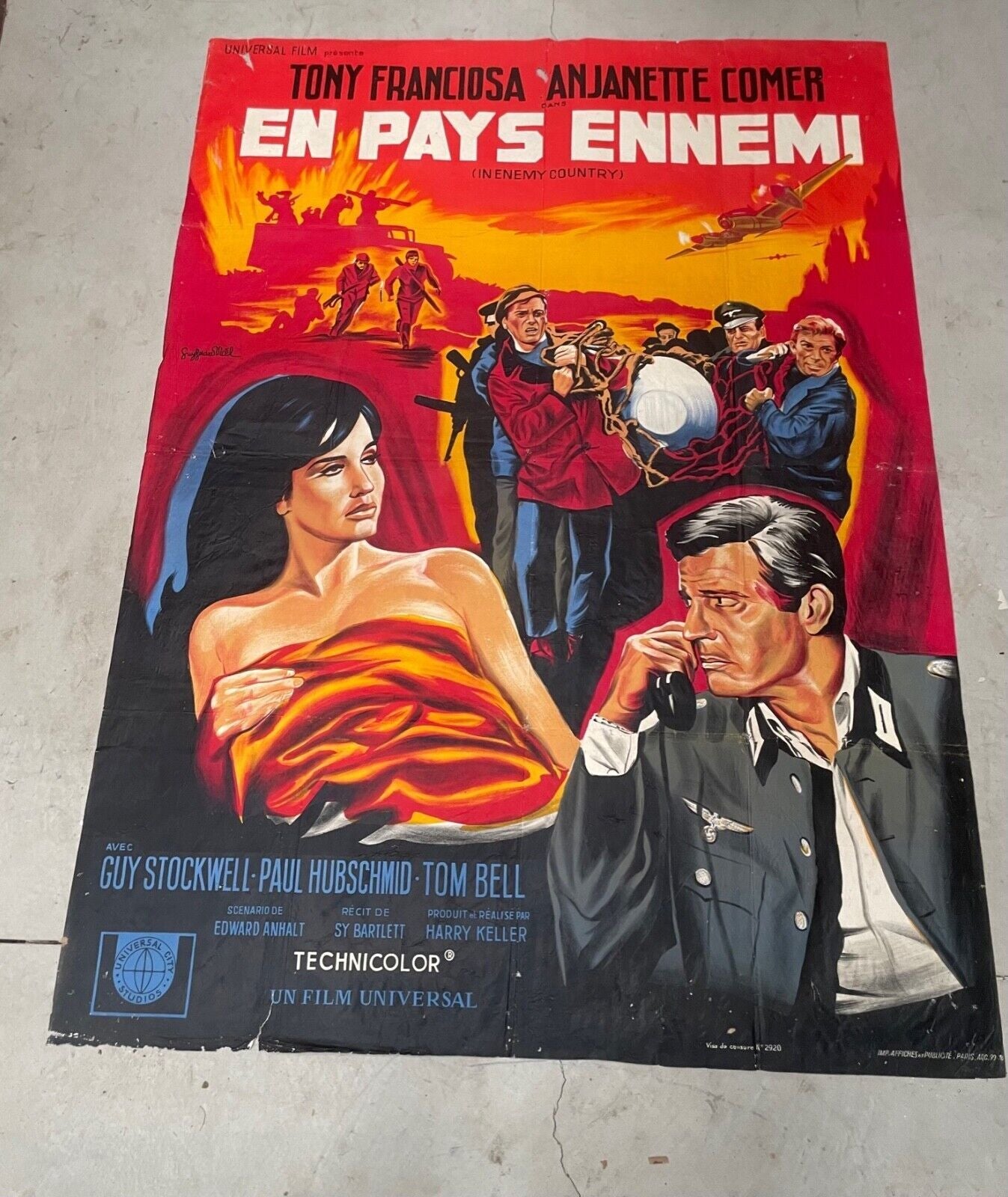 EN PAYS ENNEMI Original Movie Poster 120X160 TONNY FRANCIOSA